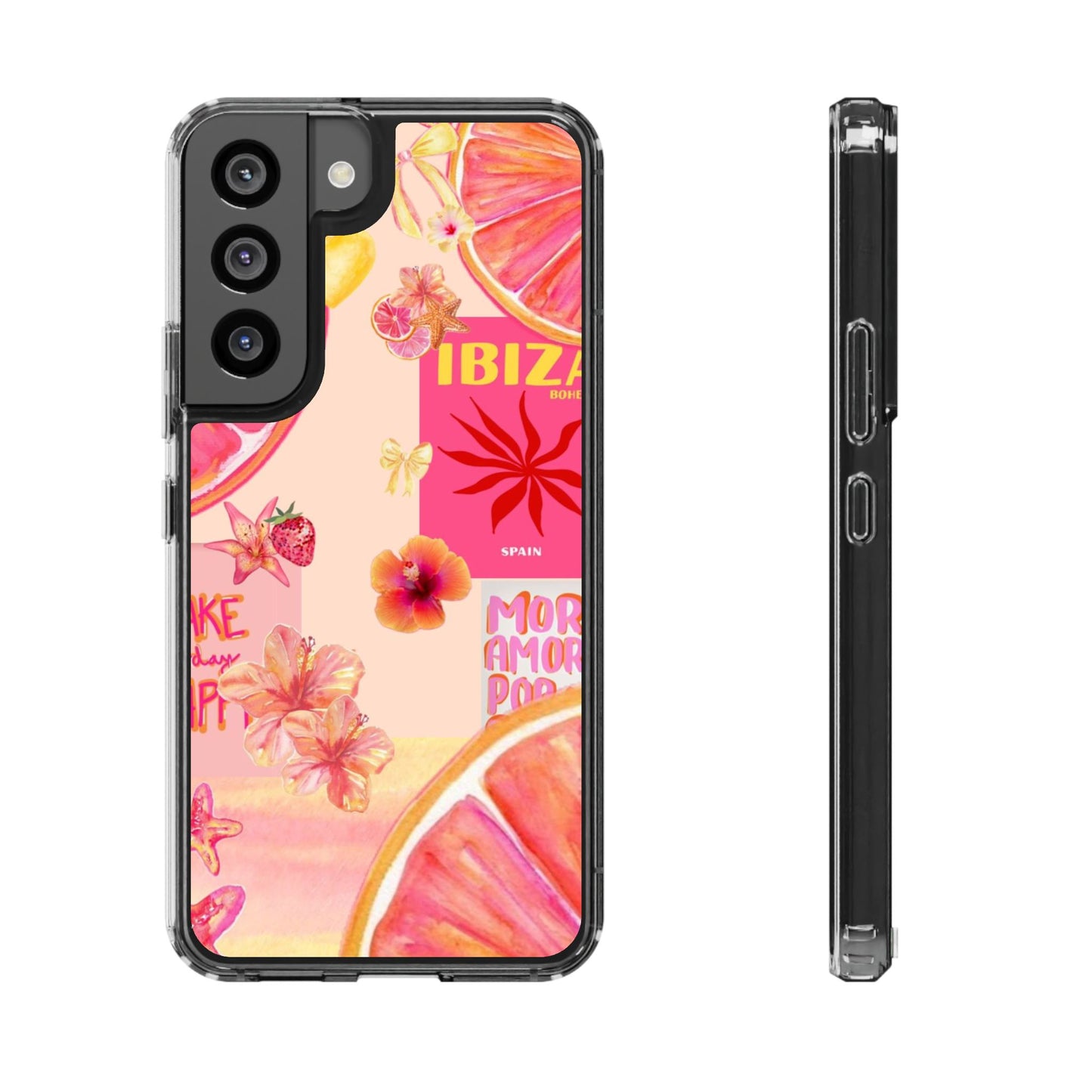 Clear Impact Phone Case — Pink Ibiza Citrus Floral Design