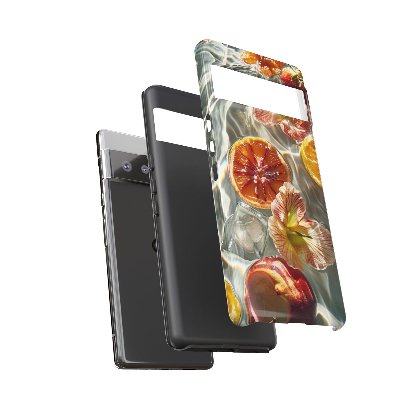 Citrus & Hibiscus Protective Phone Case – Summer Fruit Water Print Tough Case