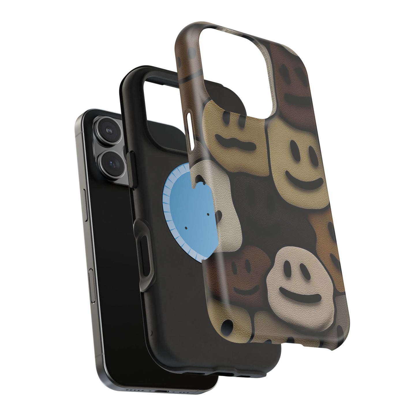 Magnetic Impact-Resistant Case — Brown Smiley Tile Phone Cover