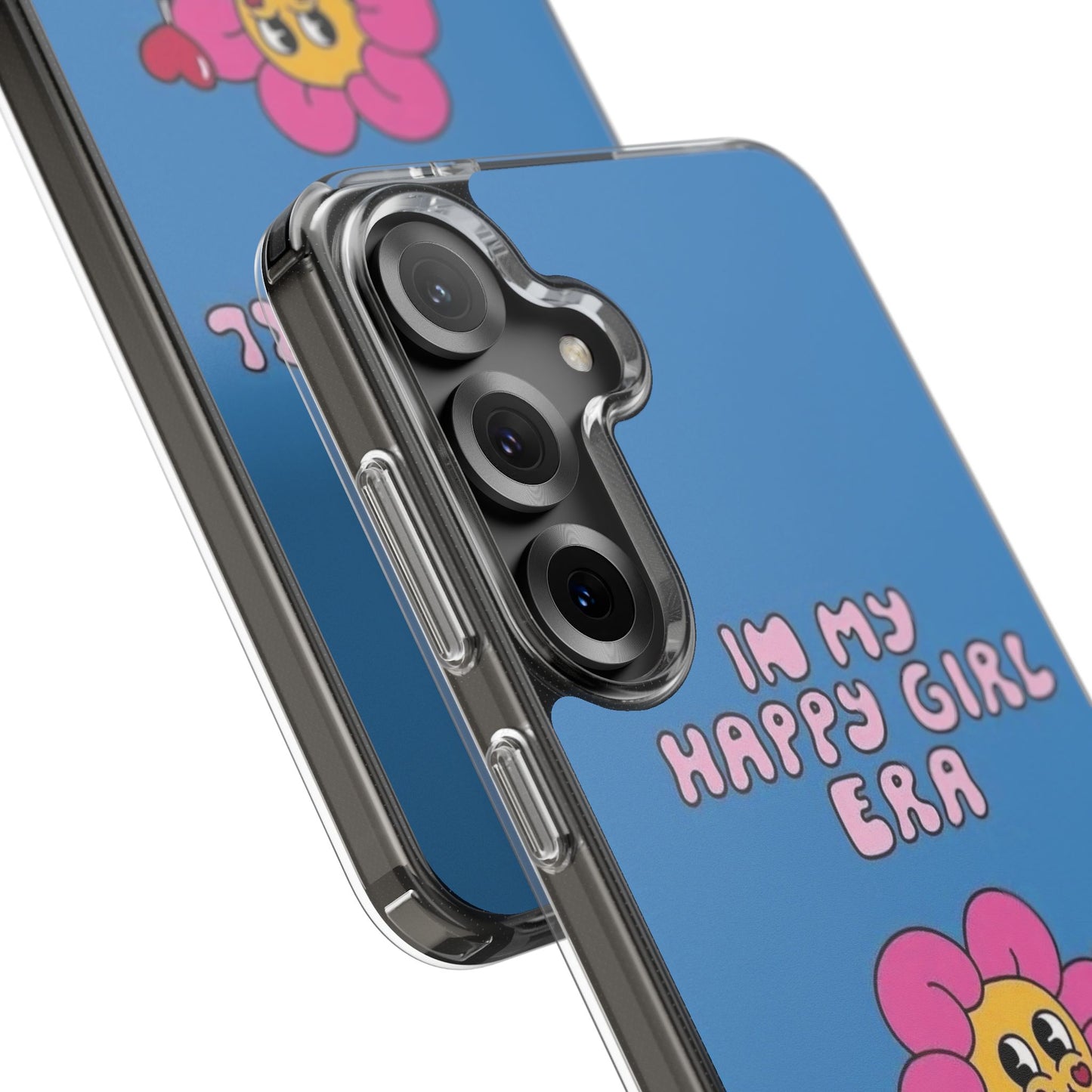 Clear Impact-Resistant Phone Case — “I’m My Happy Girl Era” Cute Flower Design