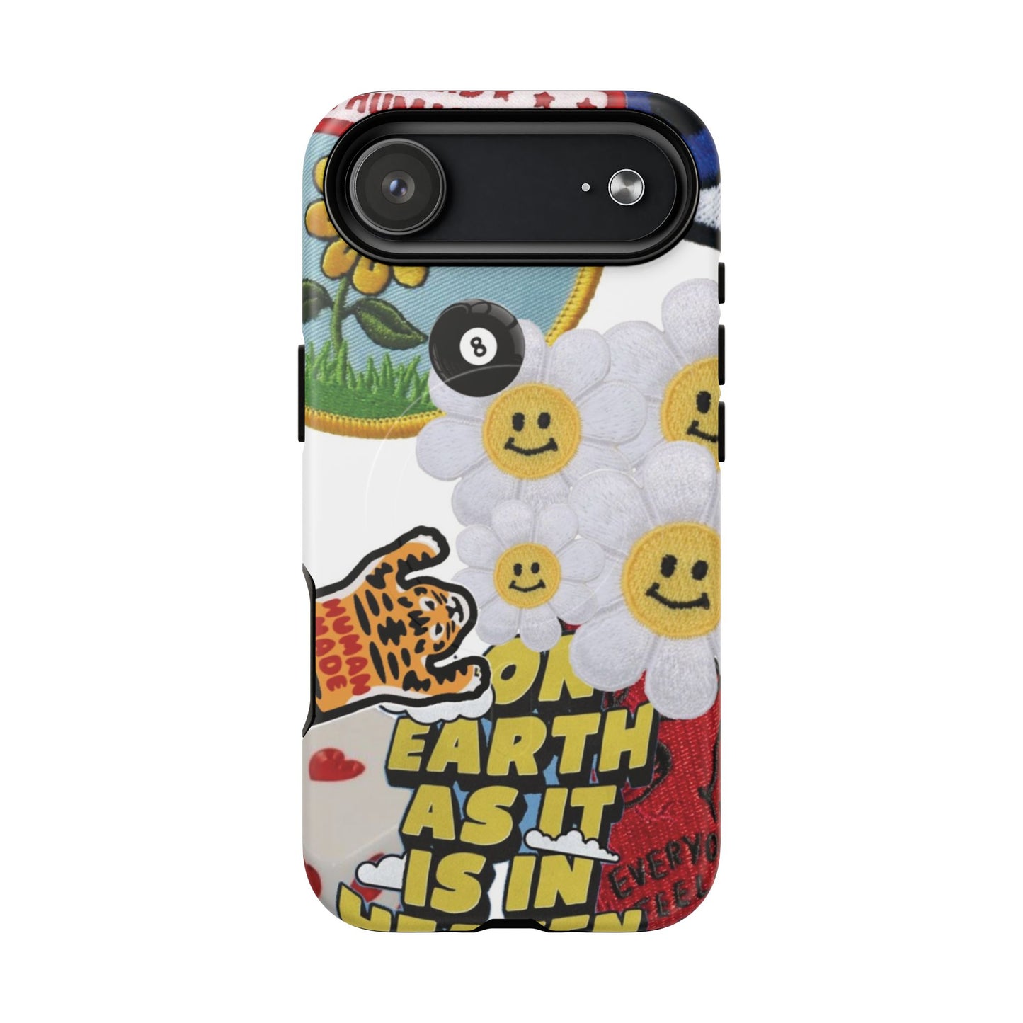 Phone Case — Retro Smiley Daisy Collage Tough Magnetic Cover