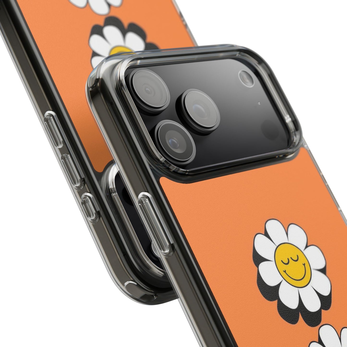 Phone Case — Orange Smiley Daisy Clear Impact‑Resistant Case