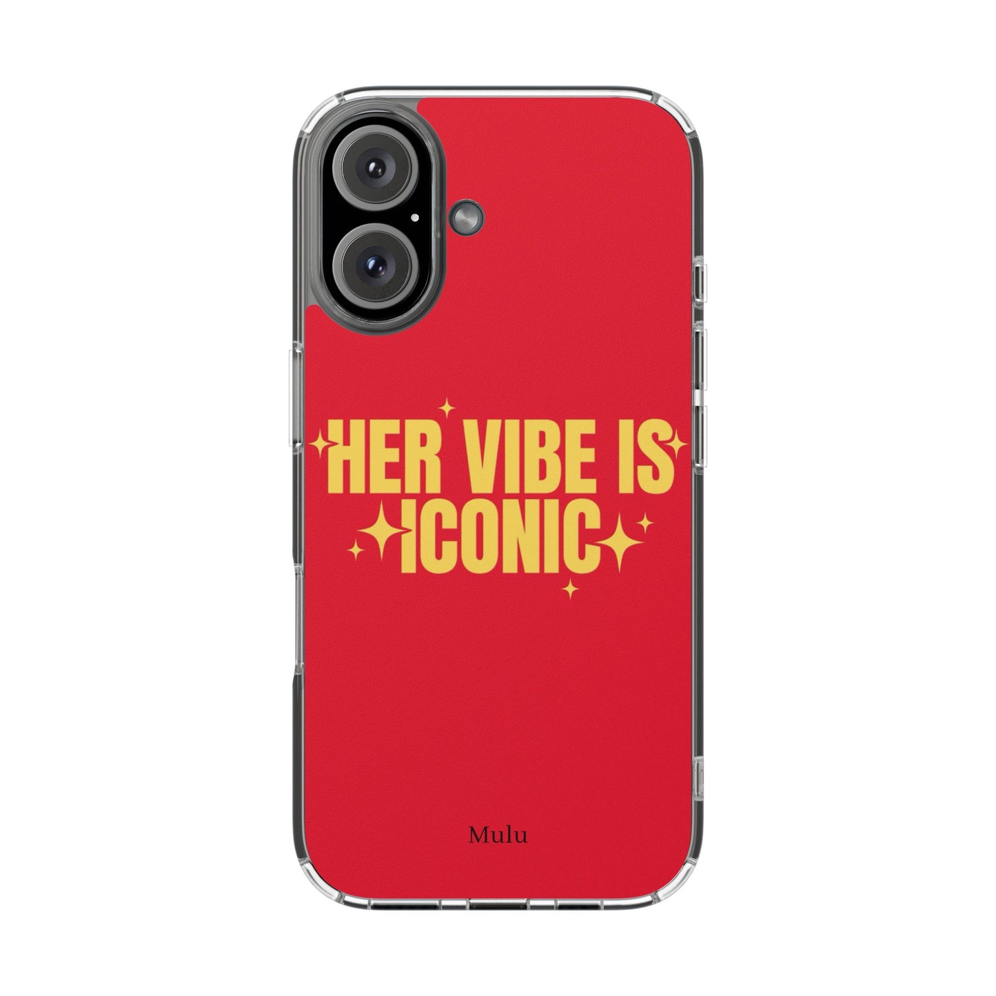 Clear Impact-Resistant Phone Case — "Her Vibe Is Iconic" Red Protective Cover
