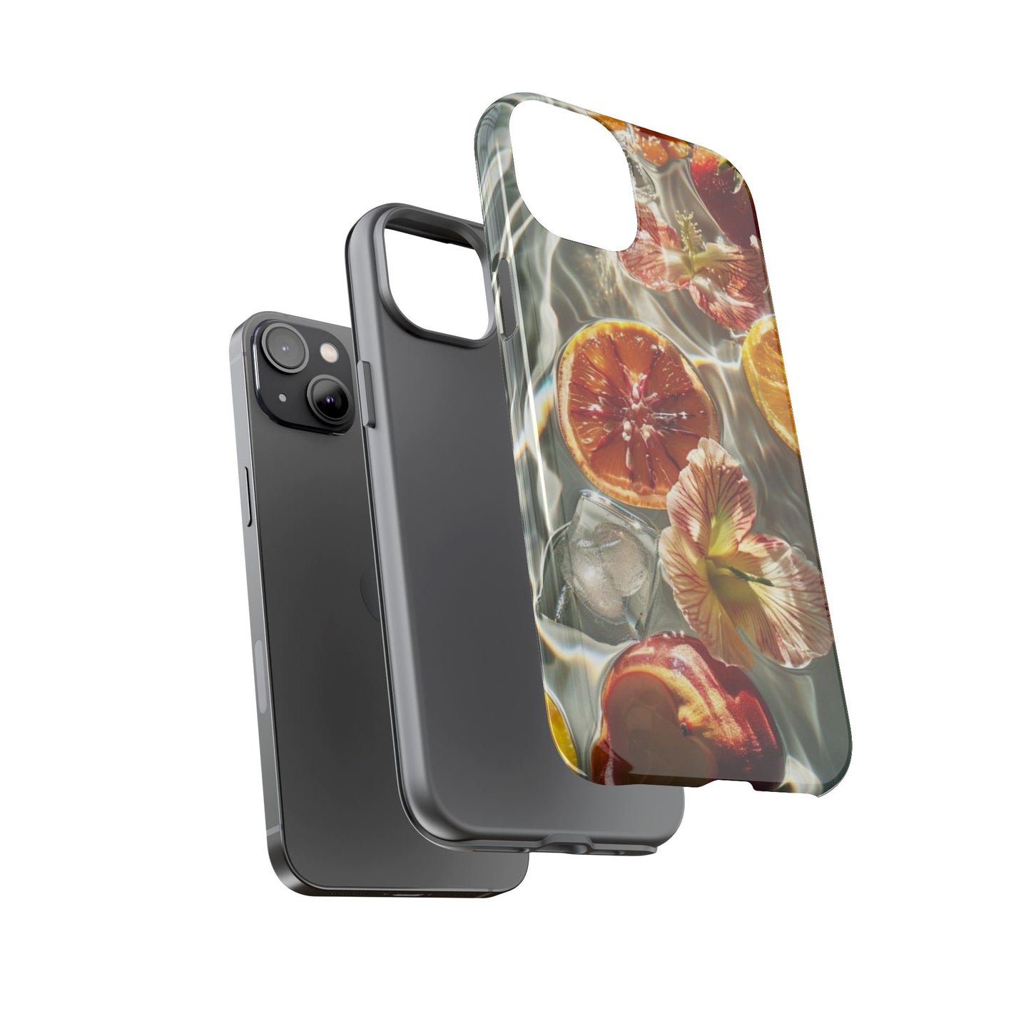 Citrus & Hibiscus Protective Phone Case – Summer Fruit Water Print Tough Case
