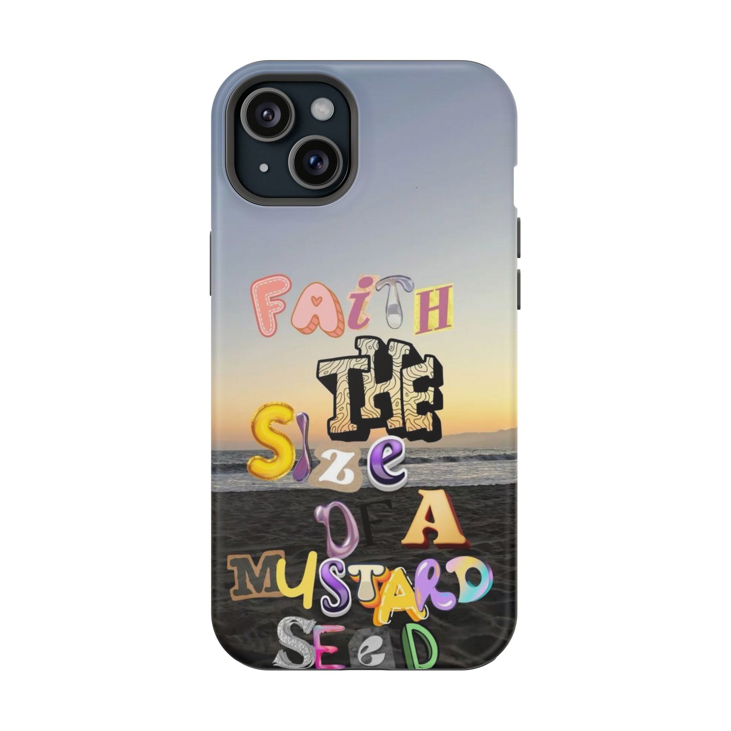 Magnetic Impact-Resistant Phone Case — "Faith the Size of a Mustard Seed" Sunset Design