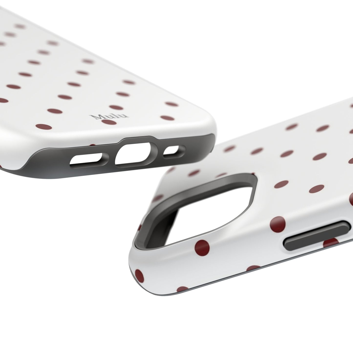 Polka Dot Magnetic Impact-Resistant Phone Case — Red Dots on White