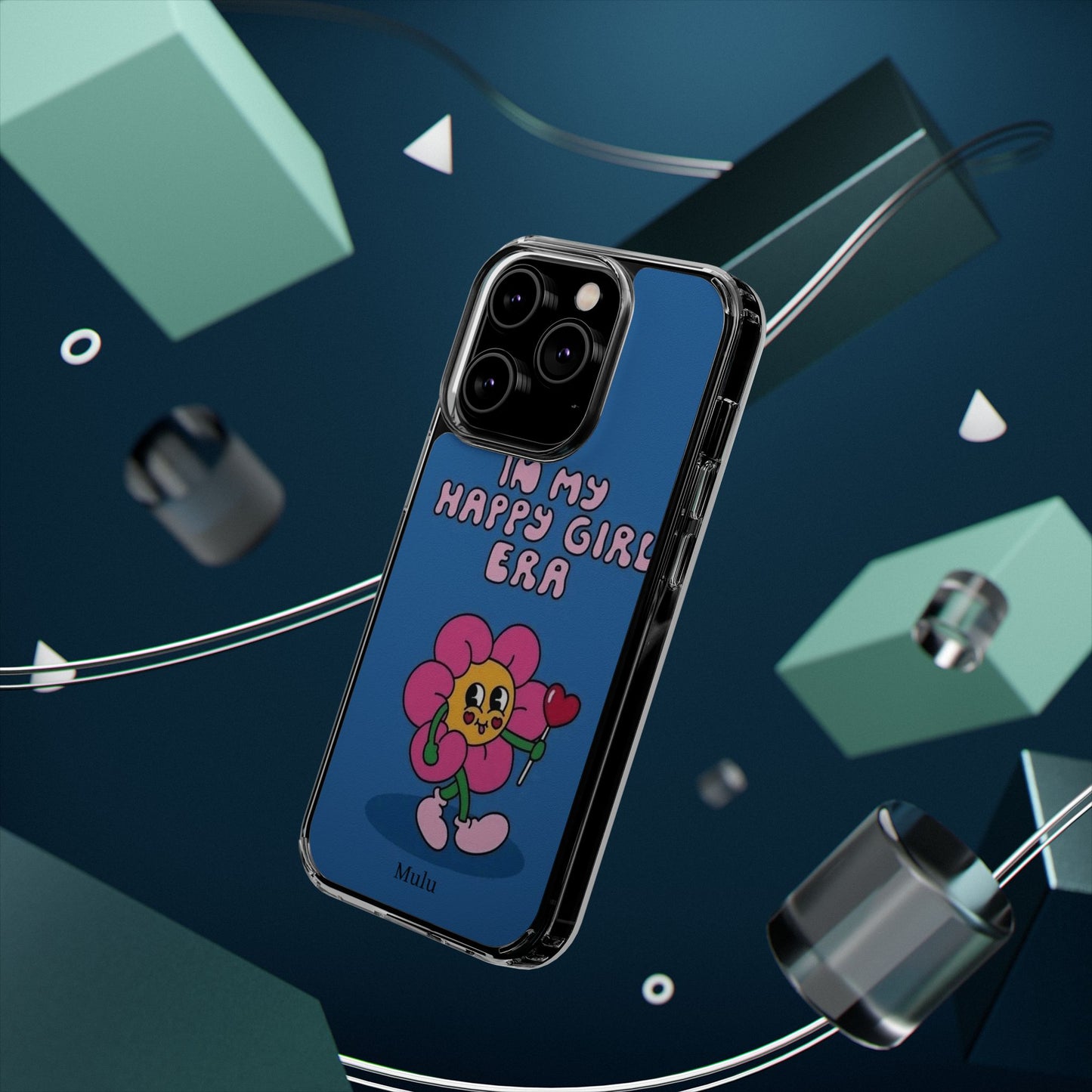 Clear Impact-Resistant Phone Case — “I’m My Happy Girl Era” Cute Flower Design