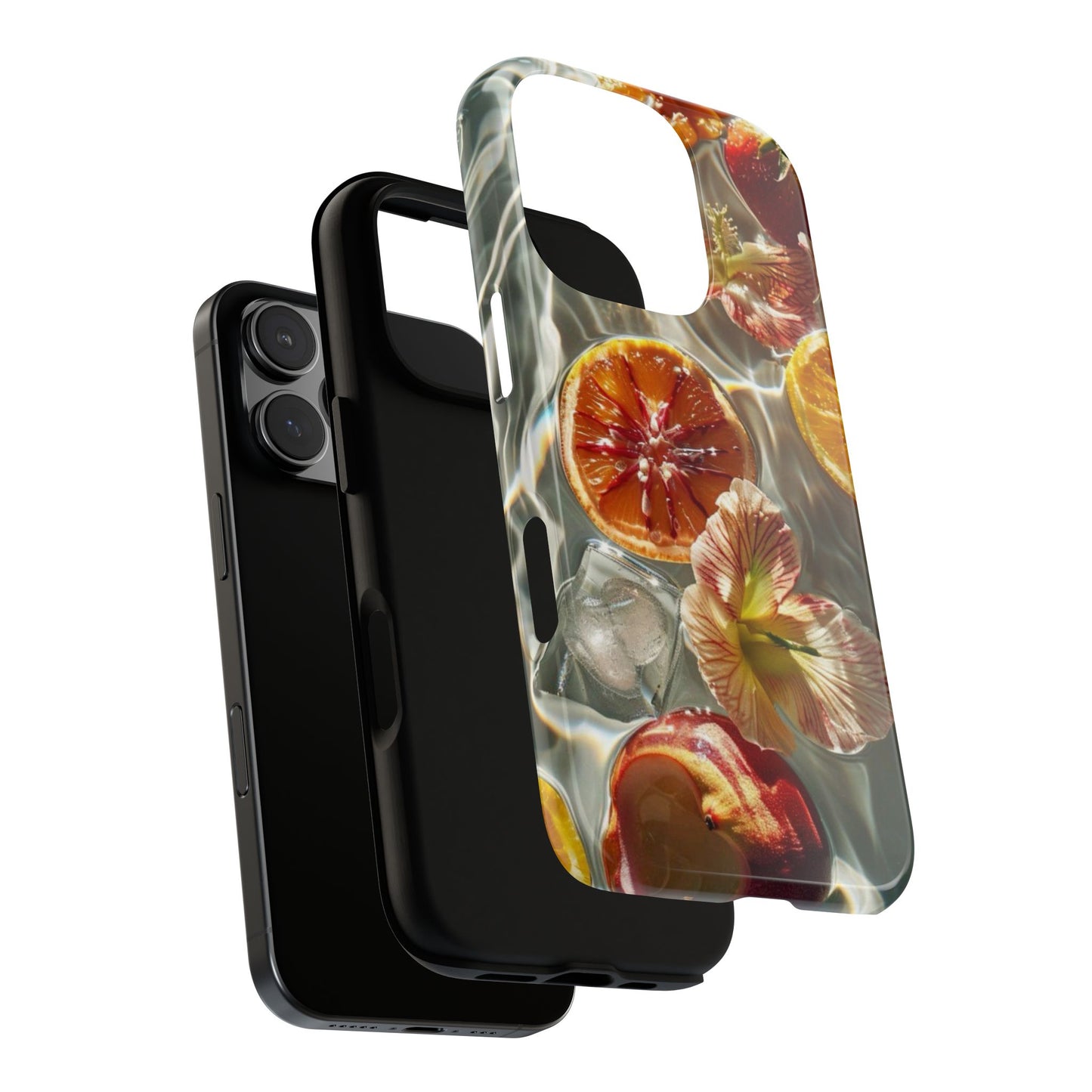 Citrus & Hibiscus Protective Phone Case – Summer Fruit Water Print Tough Case