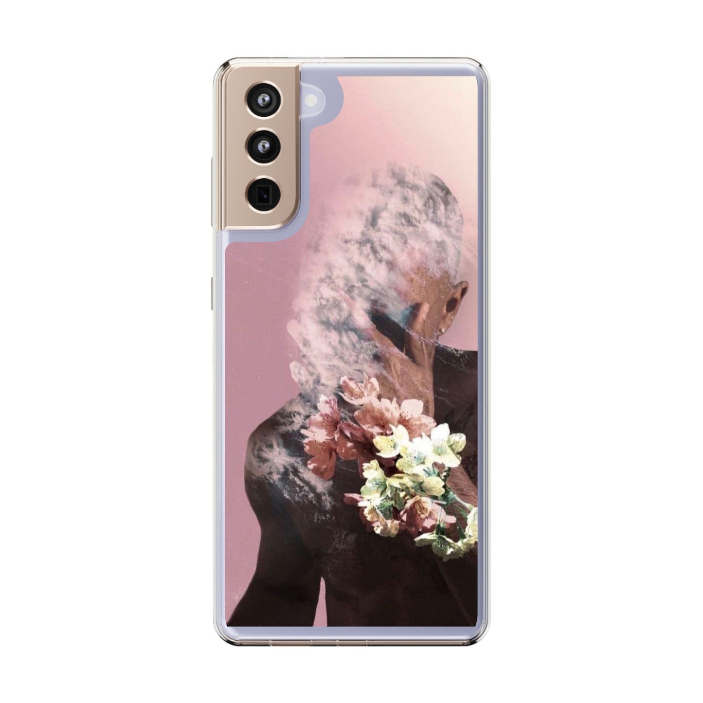 Clear Phone Case — Pink Floral Smoke Art iPhone Case