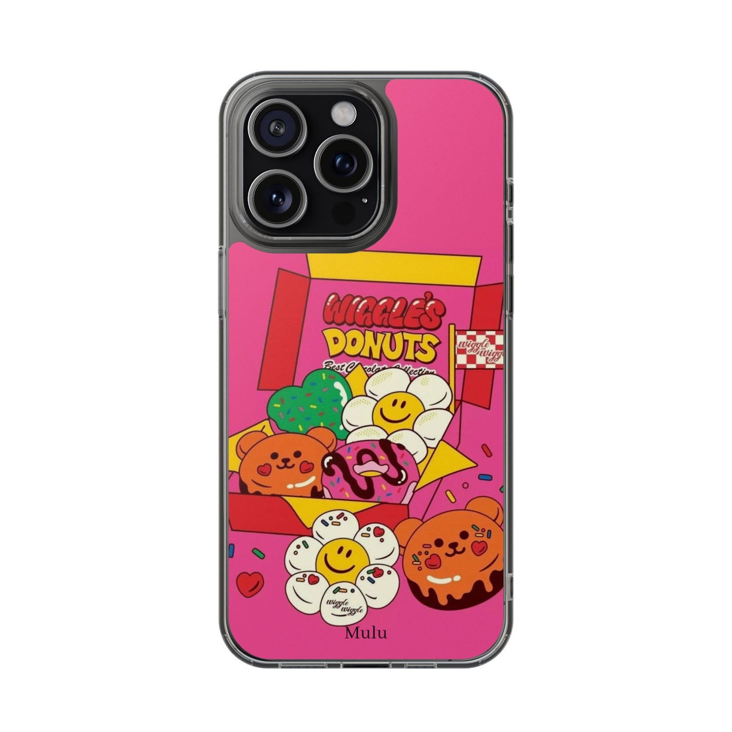 Donut Box Cute Phone Case — Clear Impact‑Resistant iPhone Cover with Smiling Donuts