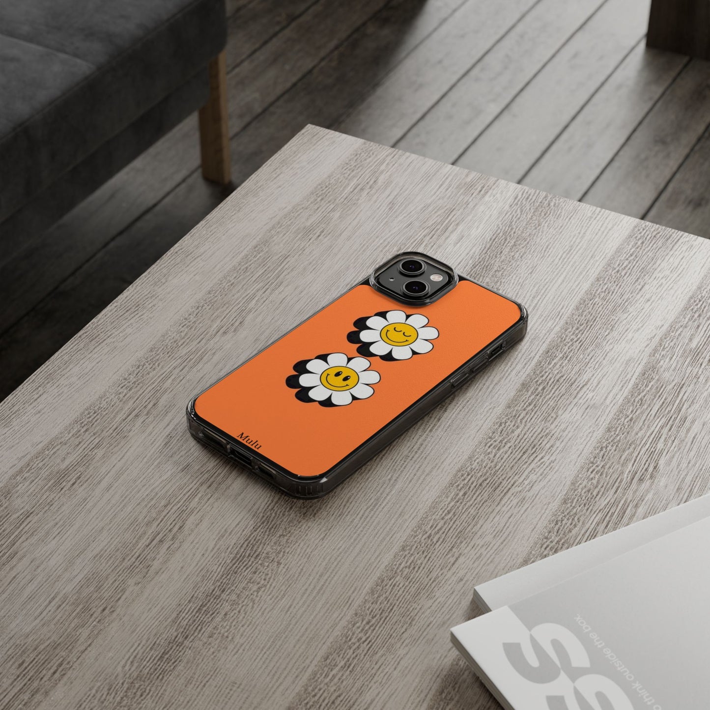 Phone Case — Orange Smiley Daisy Clear Impact‑Resistant Case