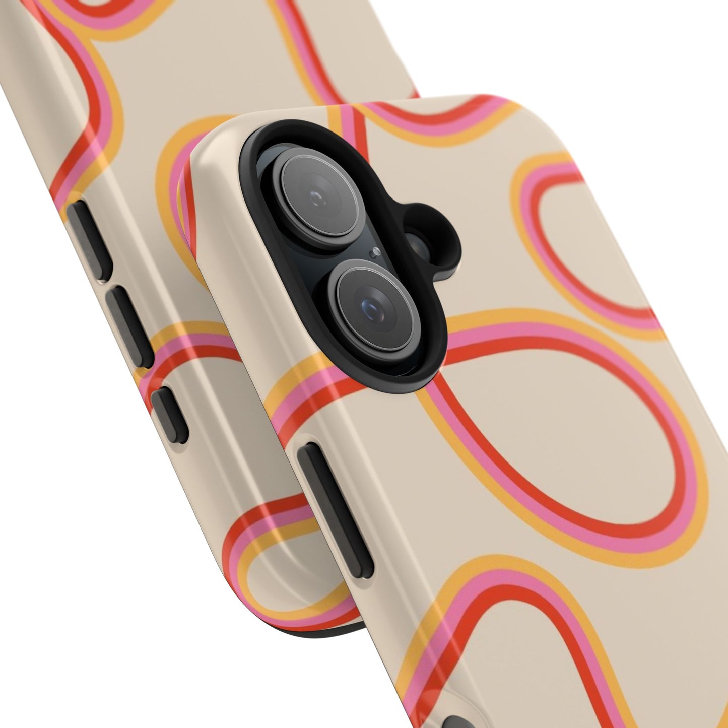 Retro Swirl Tough Phone Case — Beige Pink Orange Abstract Protection