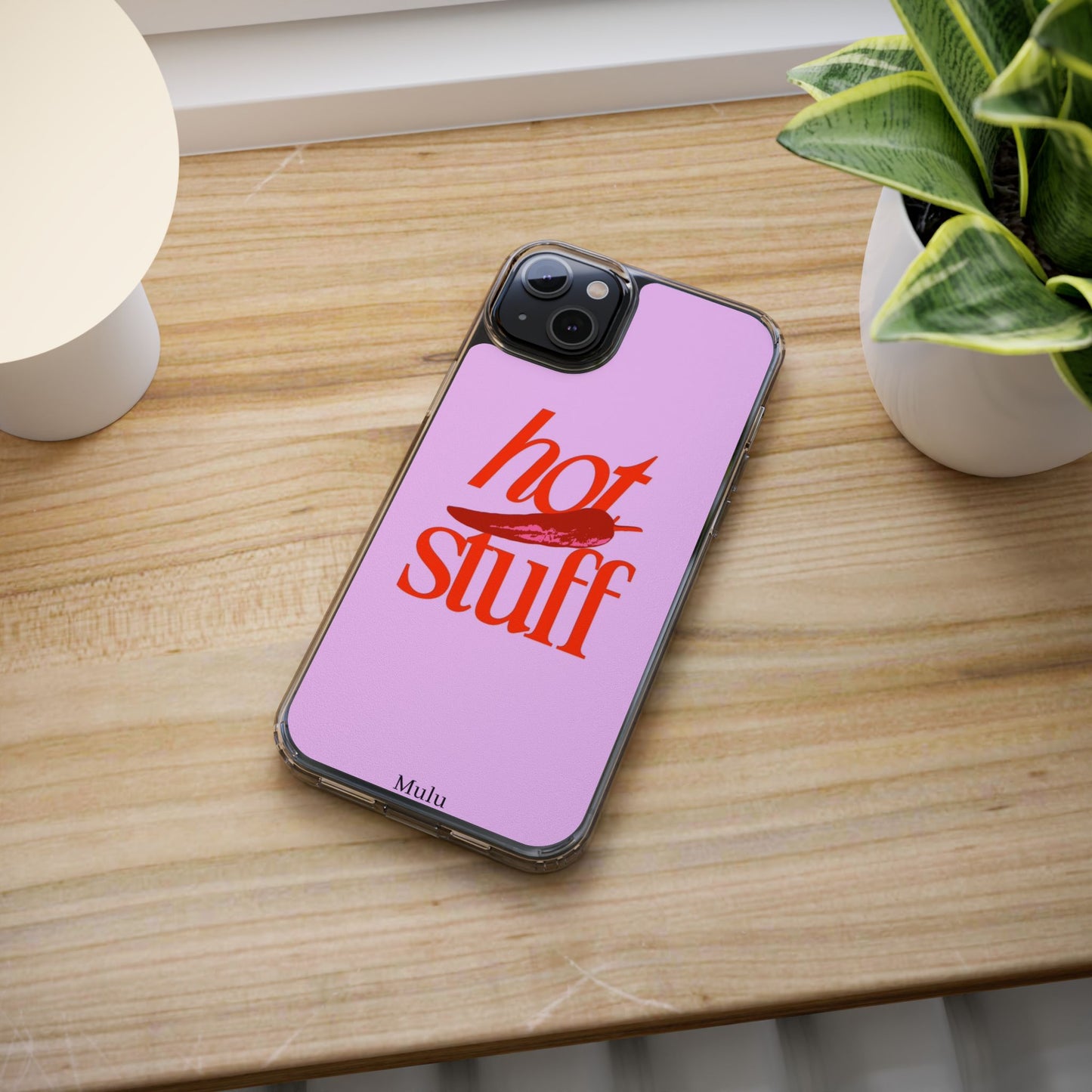 Hot Stuff Clear Impact Phone Case — Pink Retro Typography iPhone Cover