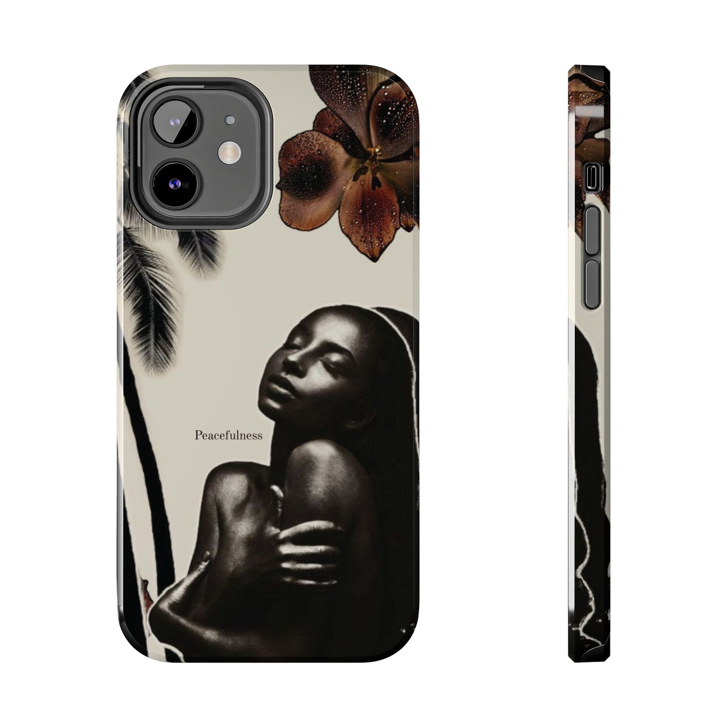 Tough Phone Case — "Peacefulness" Artistic Black Woman Floral Design