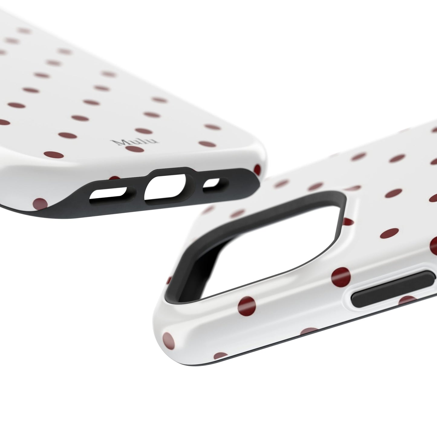 Polka Dot Magnetic Impact-Resistant Phone Case — Red Dots on White