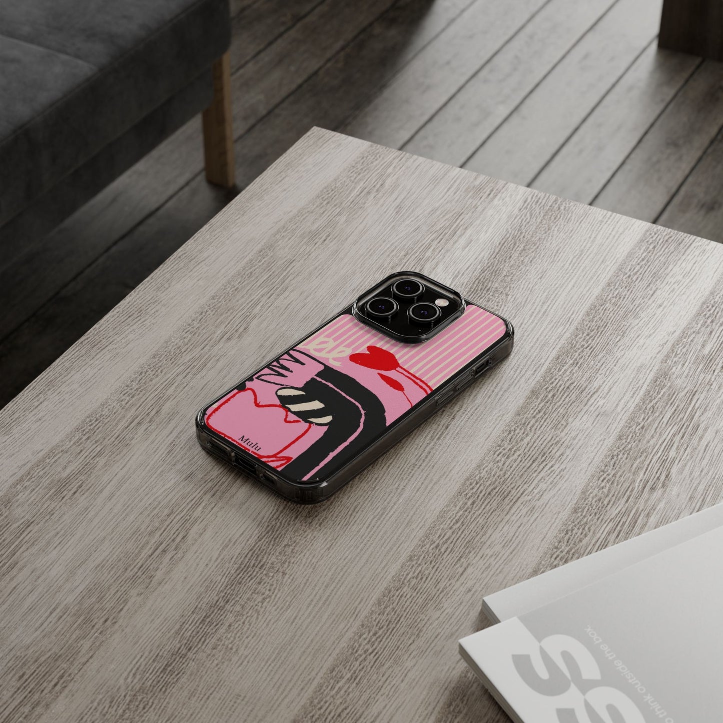 Clear Impact-Resistant Case — Pink Cute Heart Cartoon Design