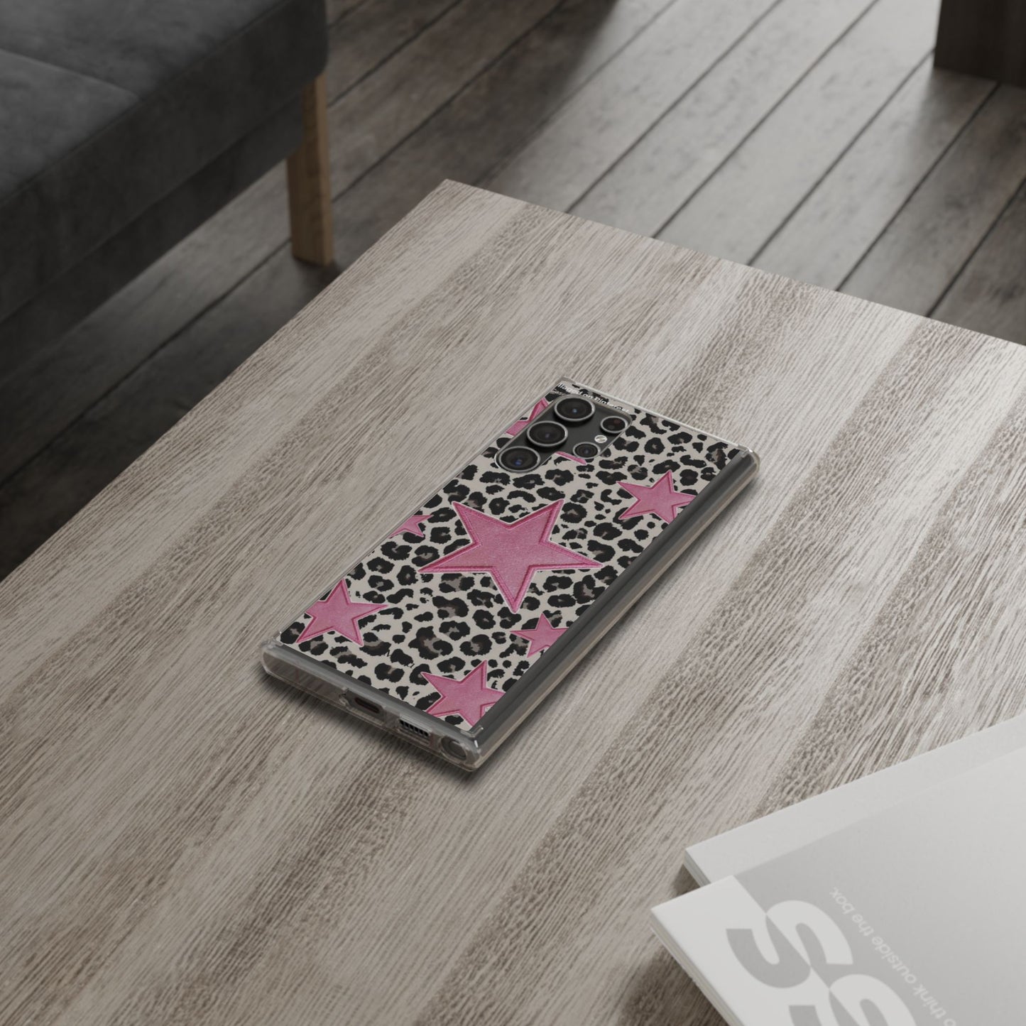 Pink Star Leopard Clear Impact Phone Case