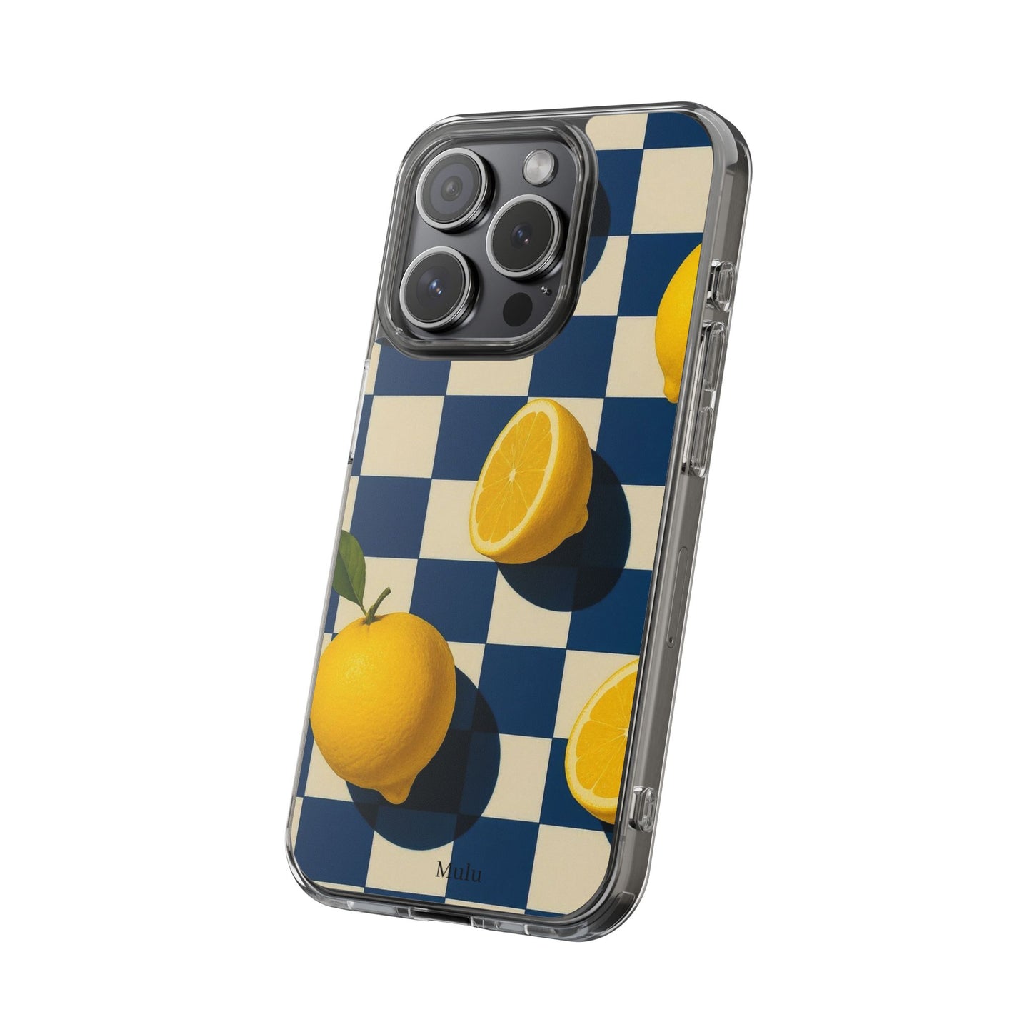 Clear Impact-Resistant Case — Retro Checkered Lemons Phone Case