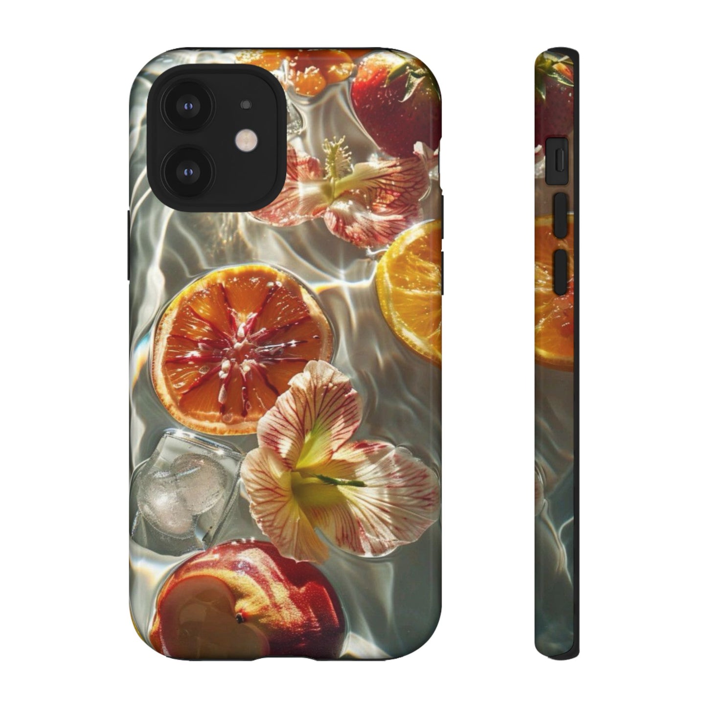 Citrus & Hibiscus Protective Phone Case – Summer Fruit Water Print Tough Case