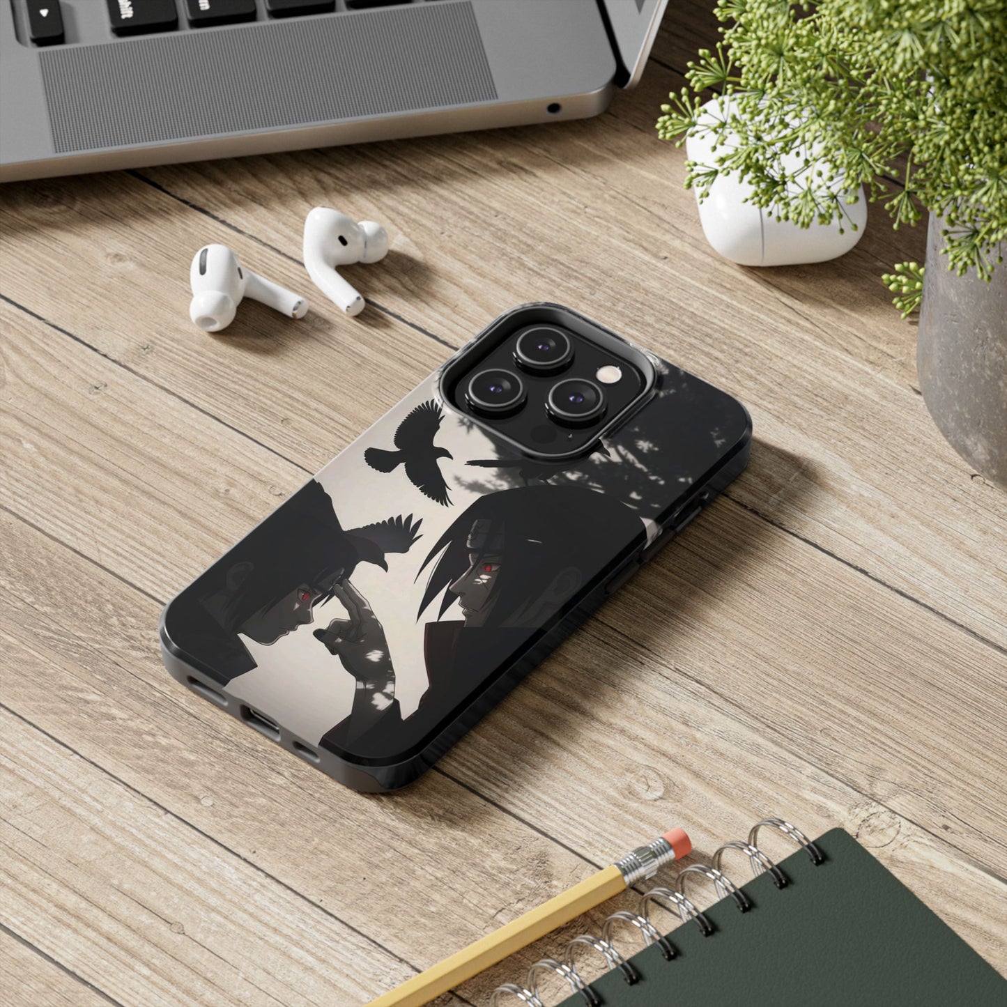 Anime Raven Silhouette Phone Case — Dark Red Eye Tough Protective Case