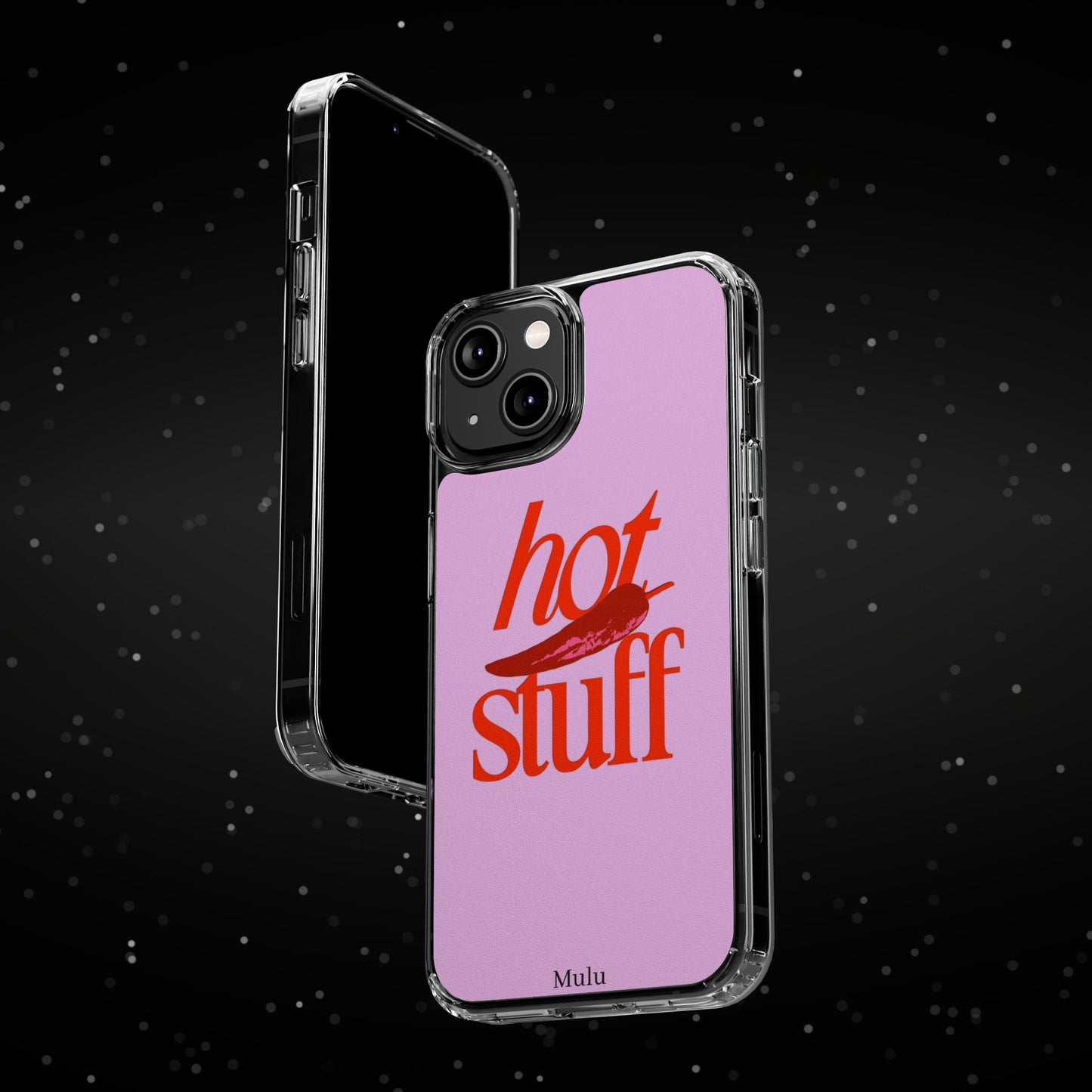Hot Stuff Clear Impact Phone Case — Pink Retro Typography iPhone Cover