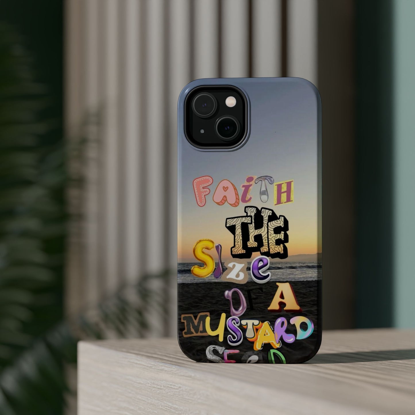Magnetic Impact-Resistant Phone Case — "Faith the Size of a Mustard Seed" Sunset Design