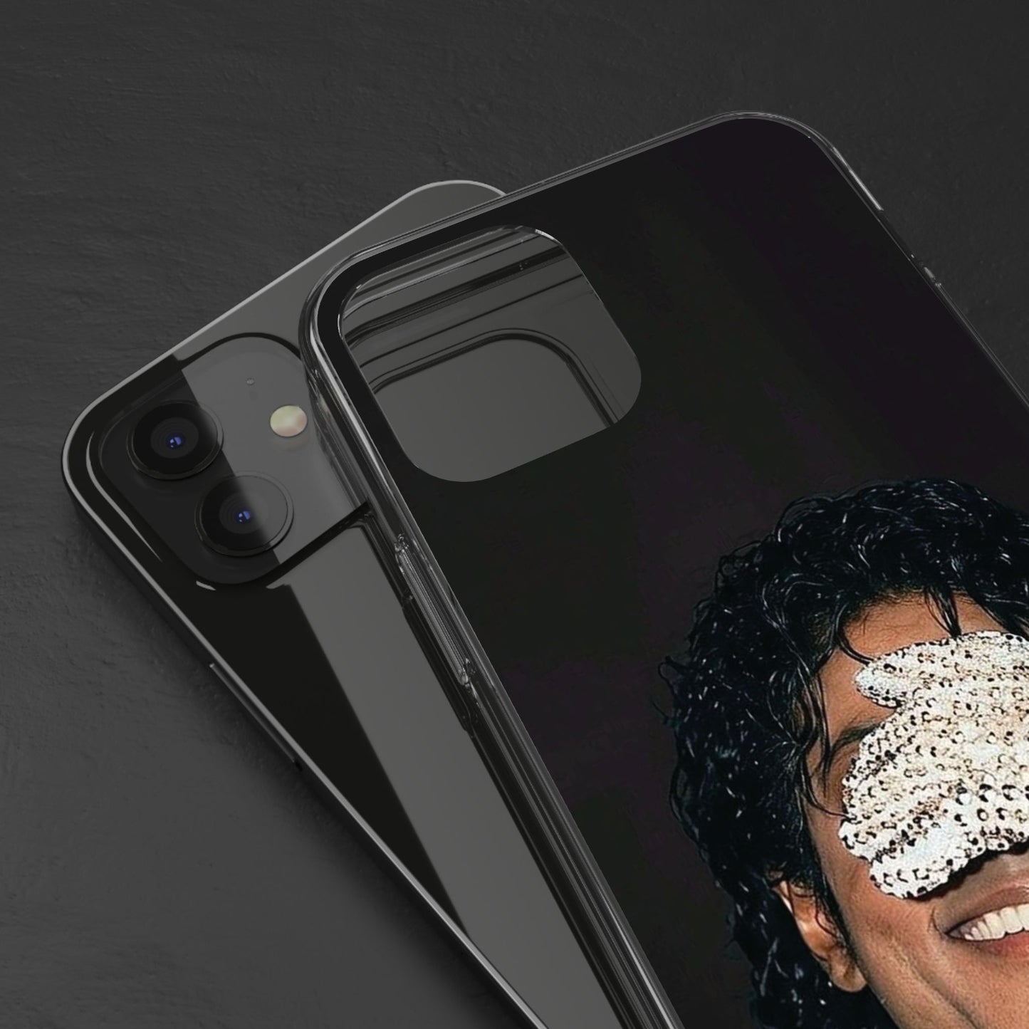 Michael Jackson Smiling Portrait Clear Phone Case — Retro Pop Icon Design