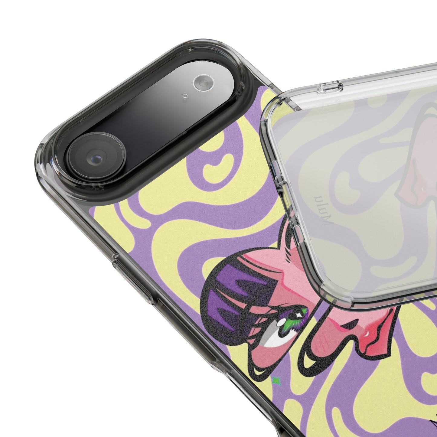 Clear Impact-Resistant Case — Retro Psychedelic Heart Face Design