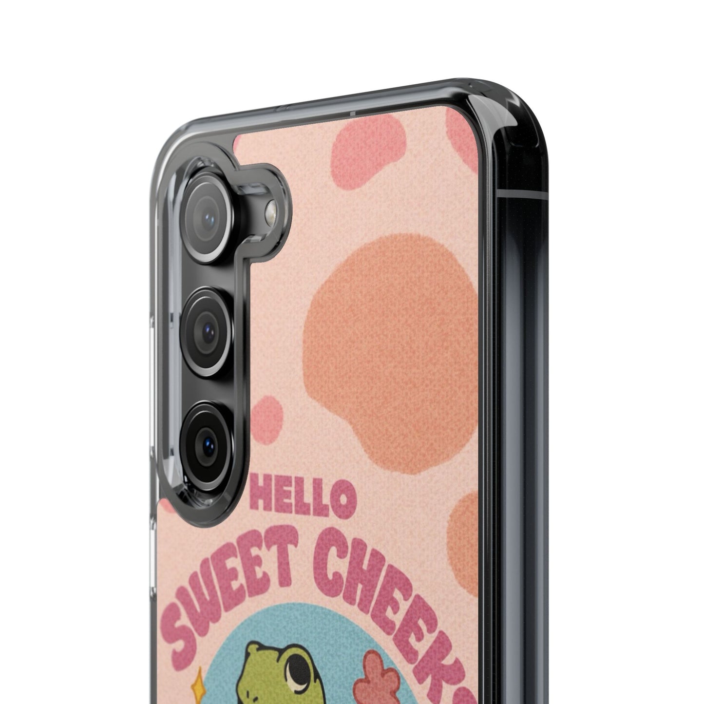 Clear Impact Phone Case — "Hello Sweet Cheeks" Retro Frog Design