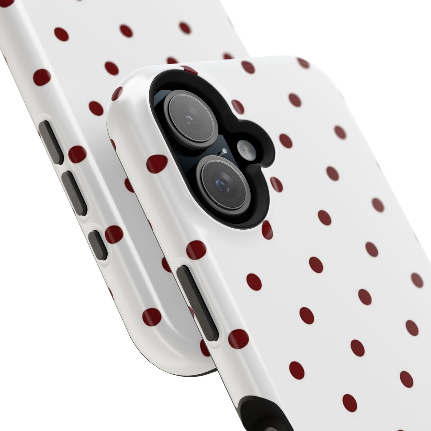 Polka Dot Magnetic Impact-Resistant Phone Case — Red Dots on White