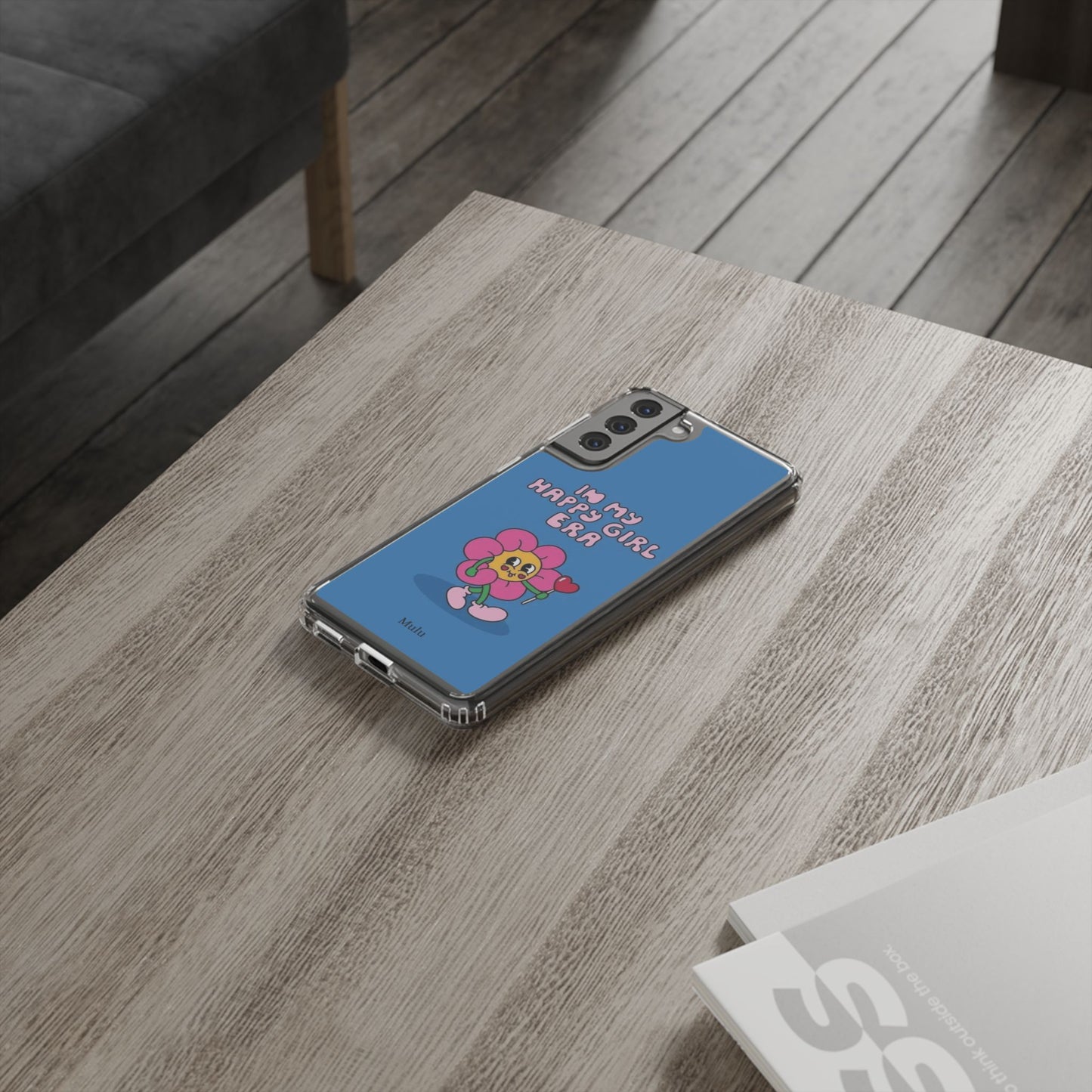 Clear Impact-Resistant Phone Case — “I’m My Happy Girl Era” Cute Flower Design