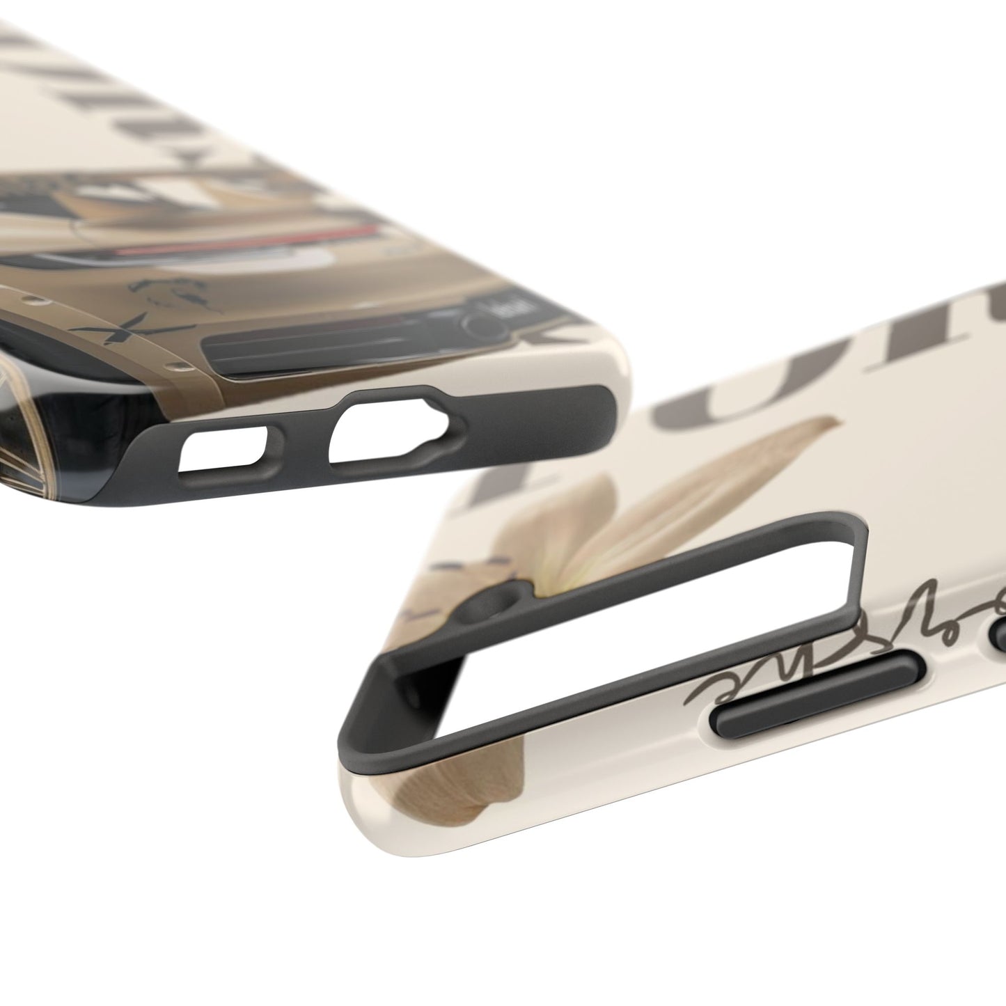 Tough Phone Case — Beige Sports Car Design with 'Tourist' Typography