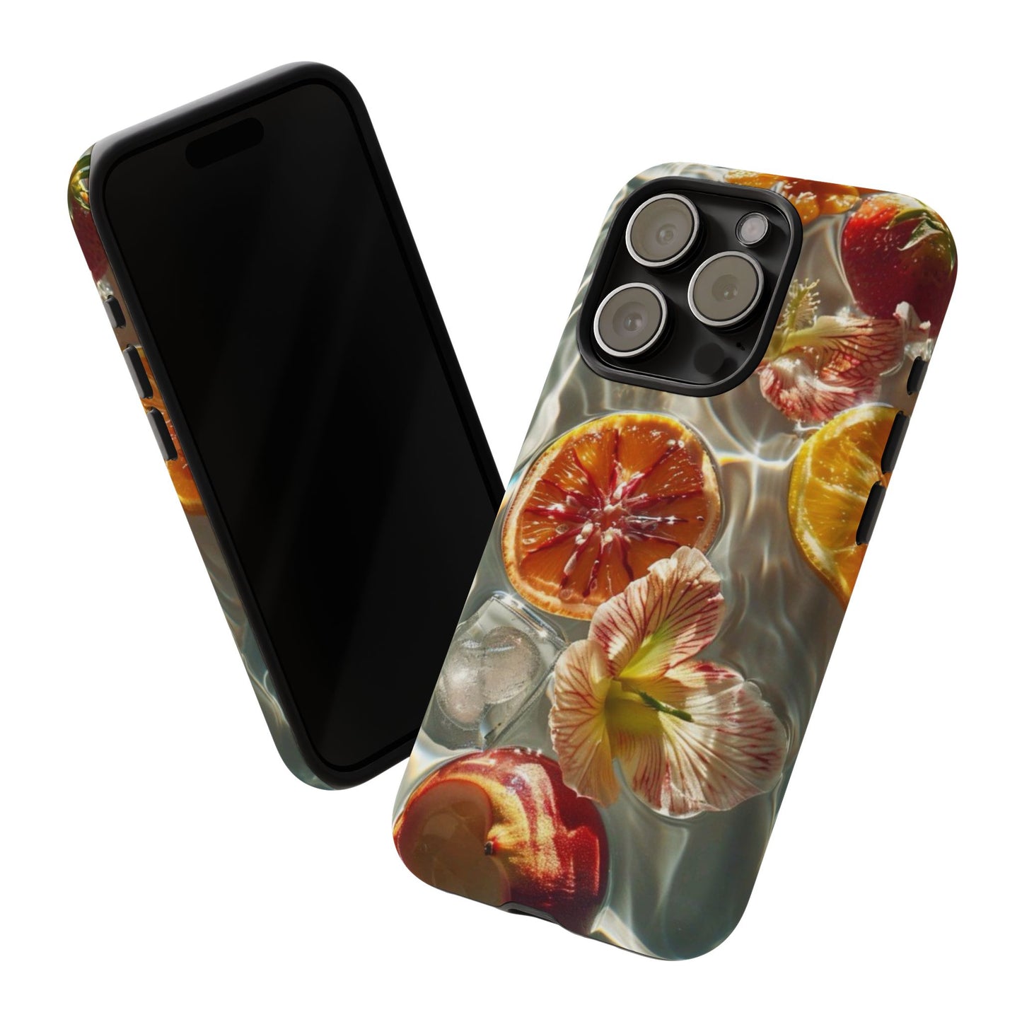 Citrus & Hibiscus Protective Phone Case – Summer Fruit Water Print Tough Case