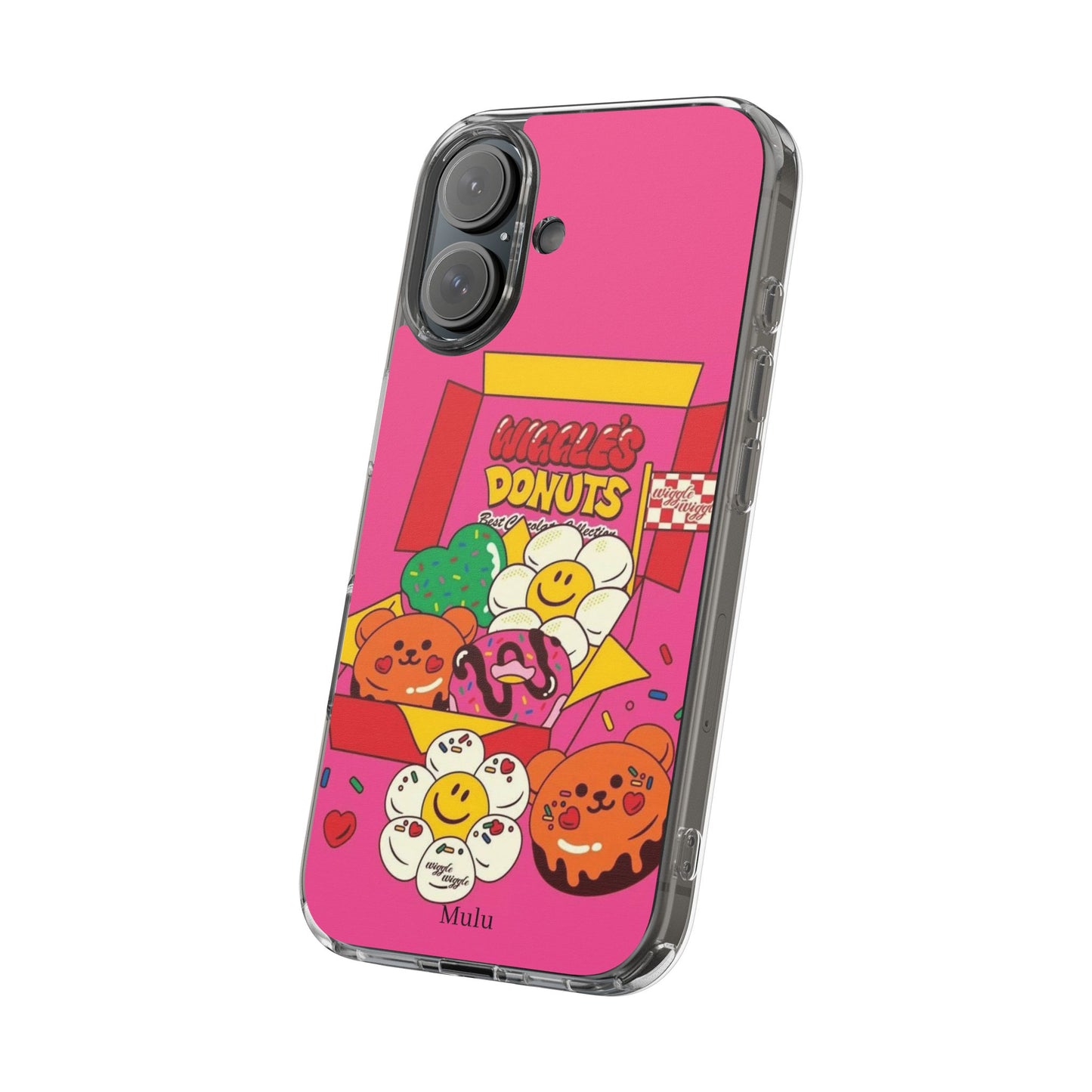 Donut Box Cute Phone Case — Clear Impact‑Resistant iPhone Cover with Smiling Donuts