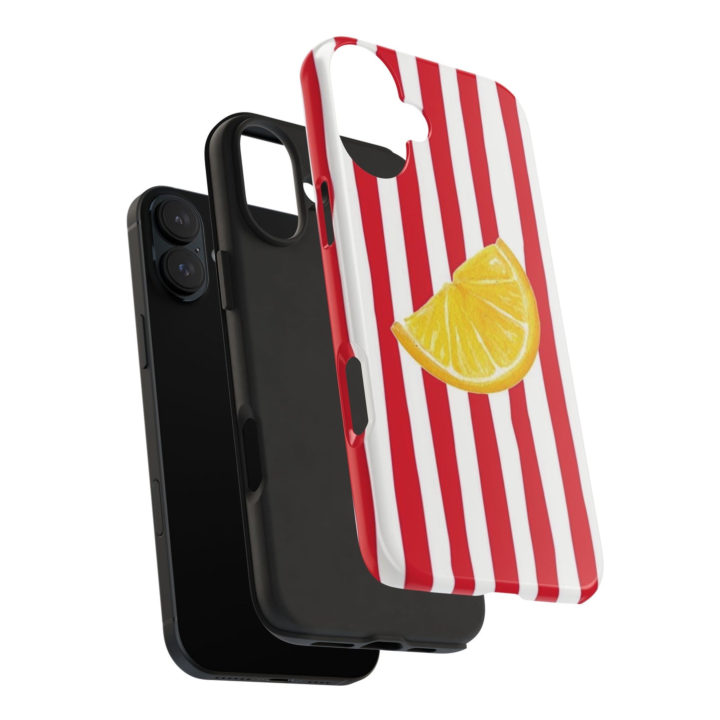 Lemon Slice Red & White Stripe Tough Phone Case