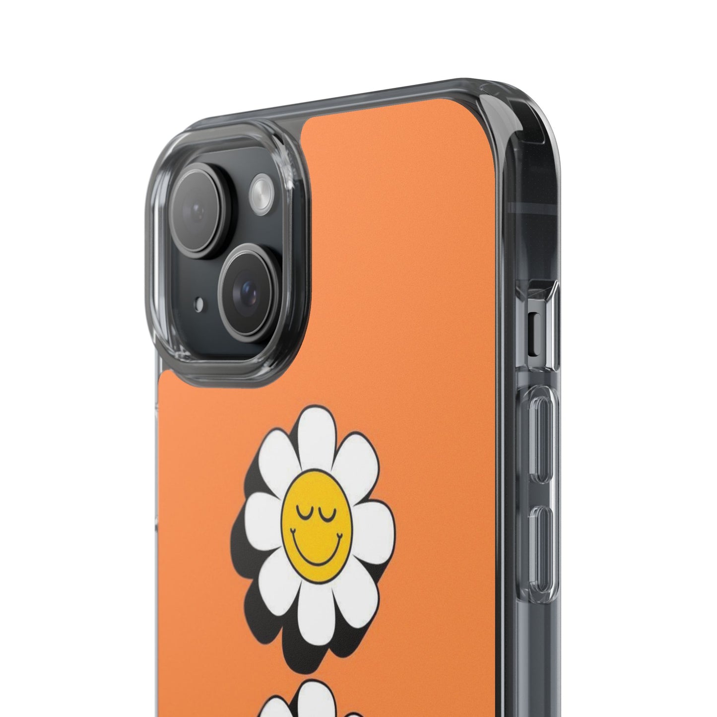 Phone Case — Orange Smiley Daisy Clear Impact‑Resistant Case