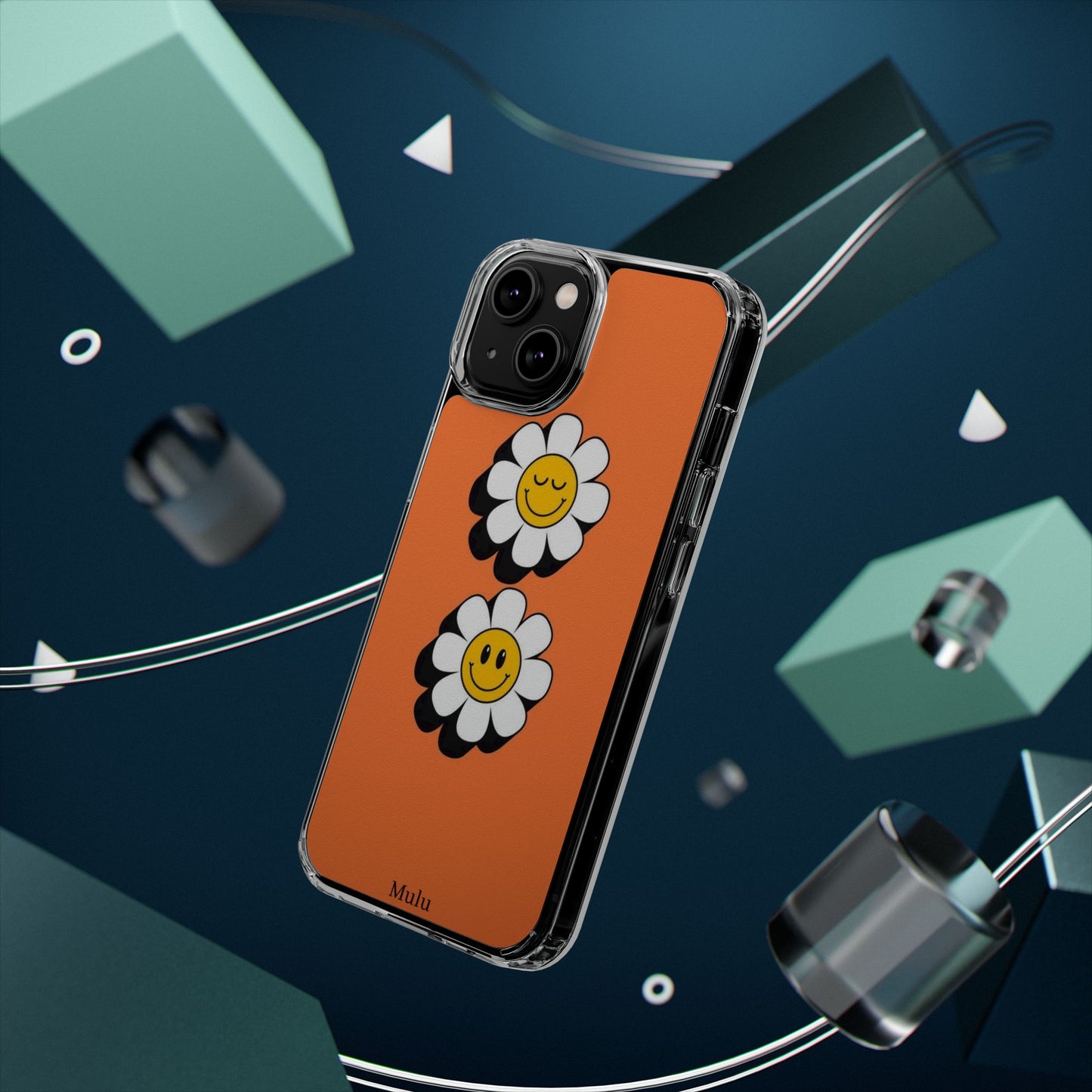 Phone Case — Orange Smiley Daisy Clear Impact‑Resistant Case