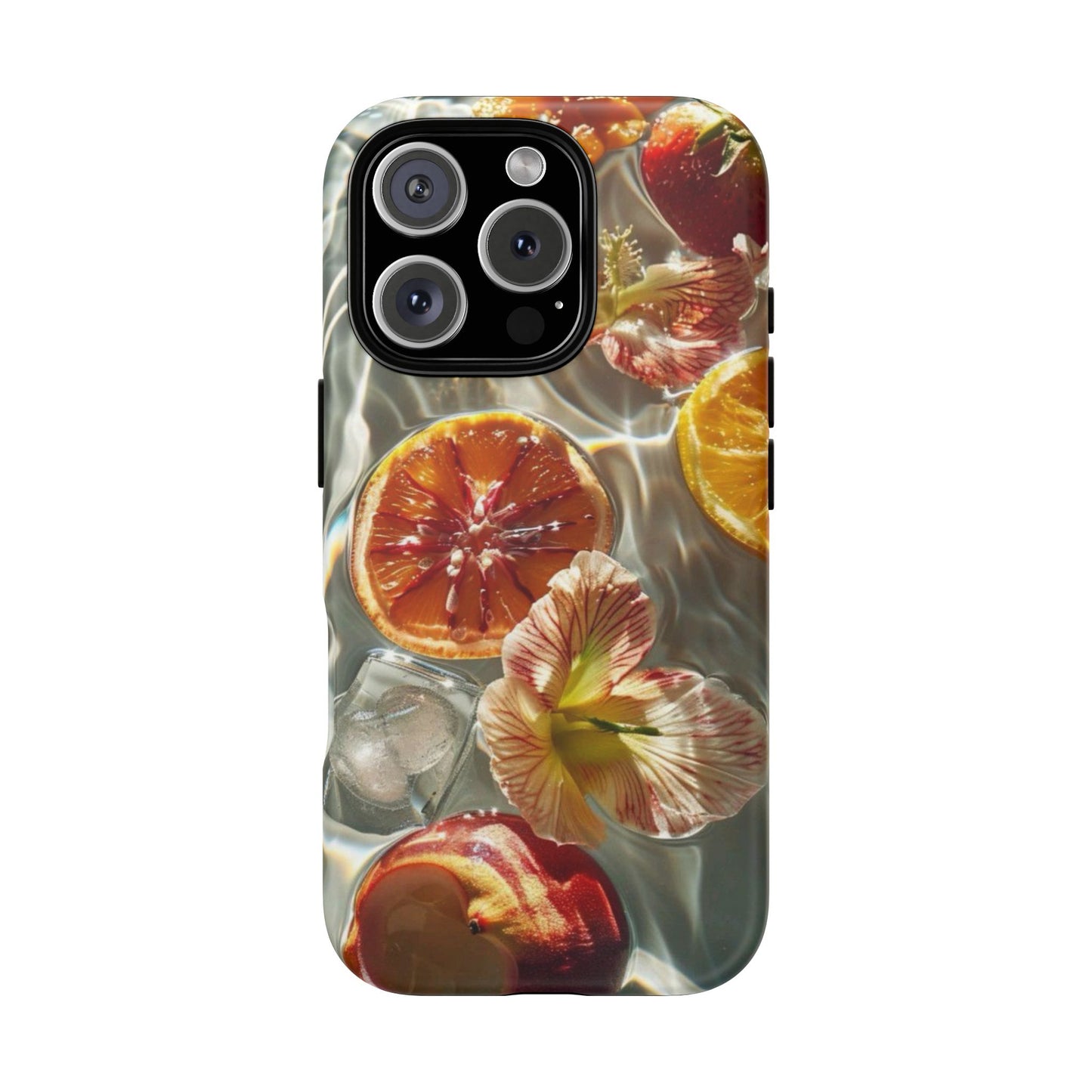 Citrus & Hibiscus Protective Phone Case – Summer Fruit Water Print Tough Case