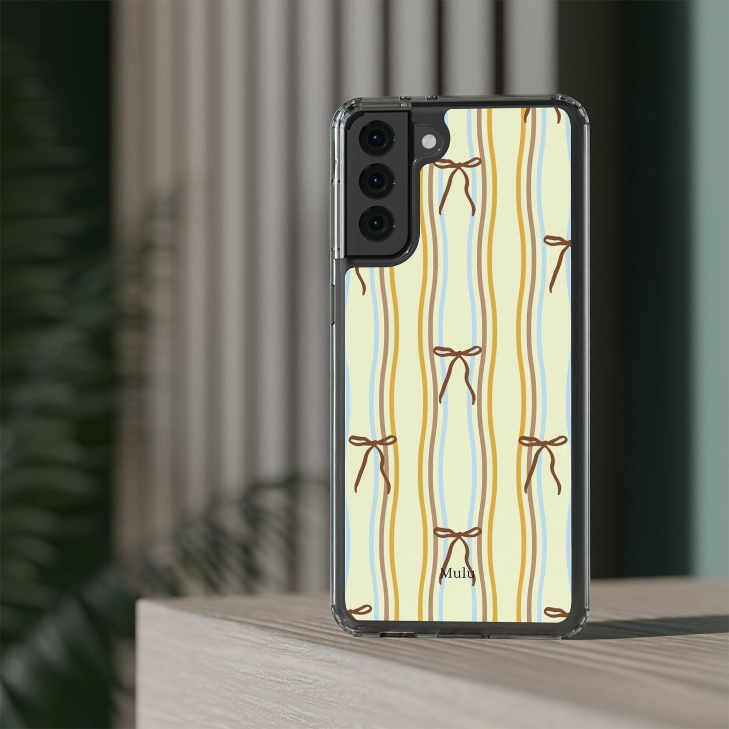 Ballet Ribbon Stripe Clear Impact Phone Case — Pastel Yellow Protective Cover