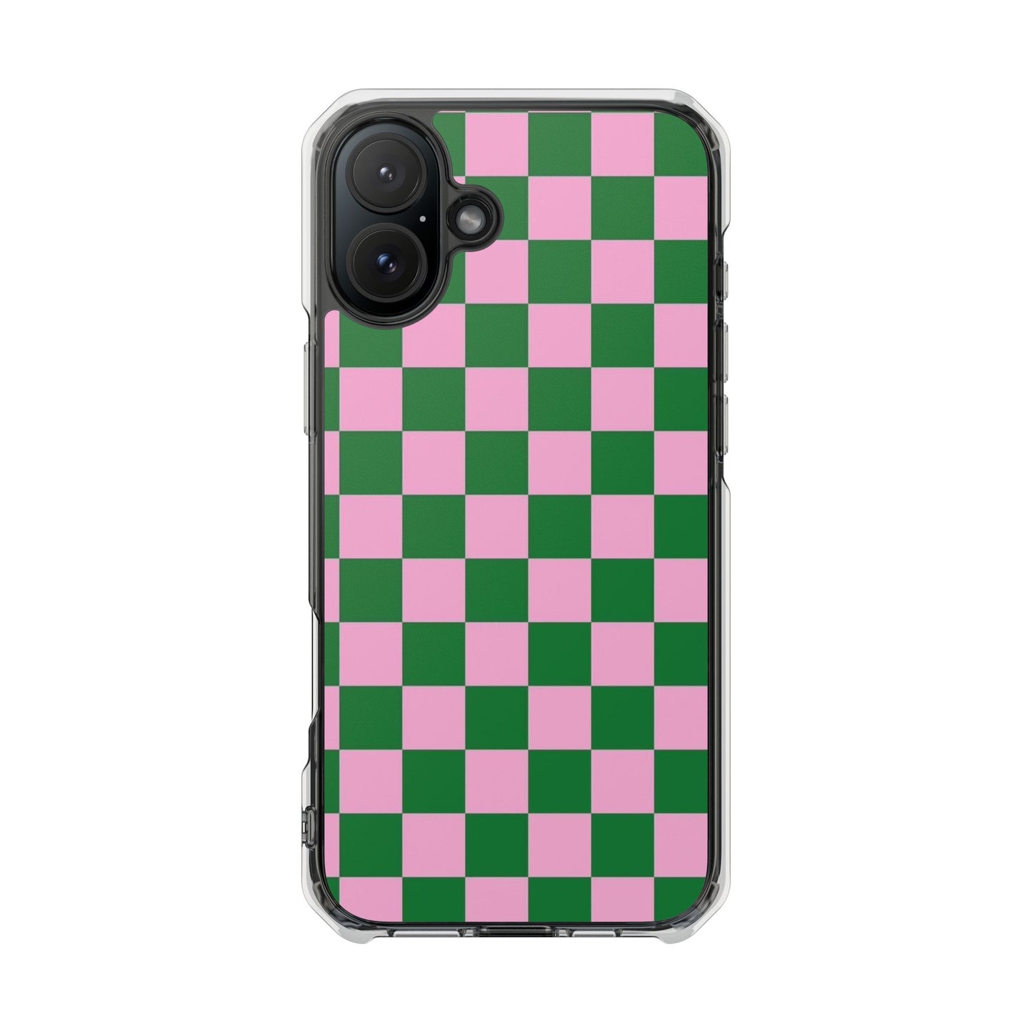 Pink & Green Checkerboard Magnetic Clear Phone Case
