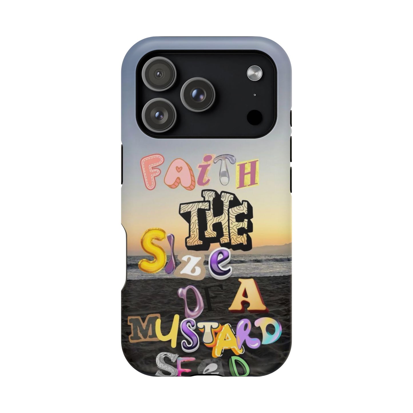 Magnetic Impact-Resistant Phone Case — "Faith the Size of a Mustard Seed" Sunset Design
