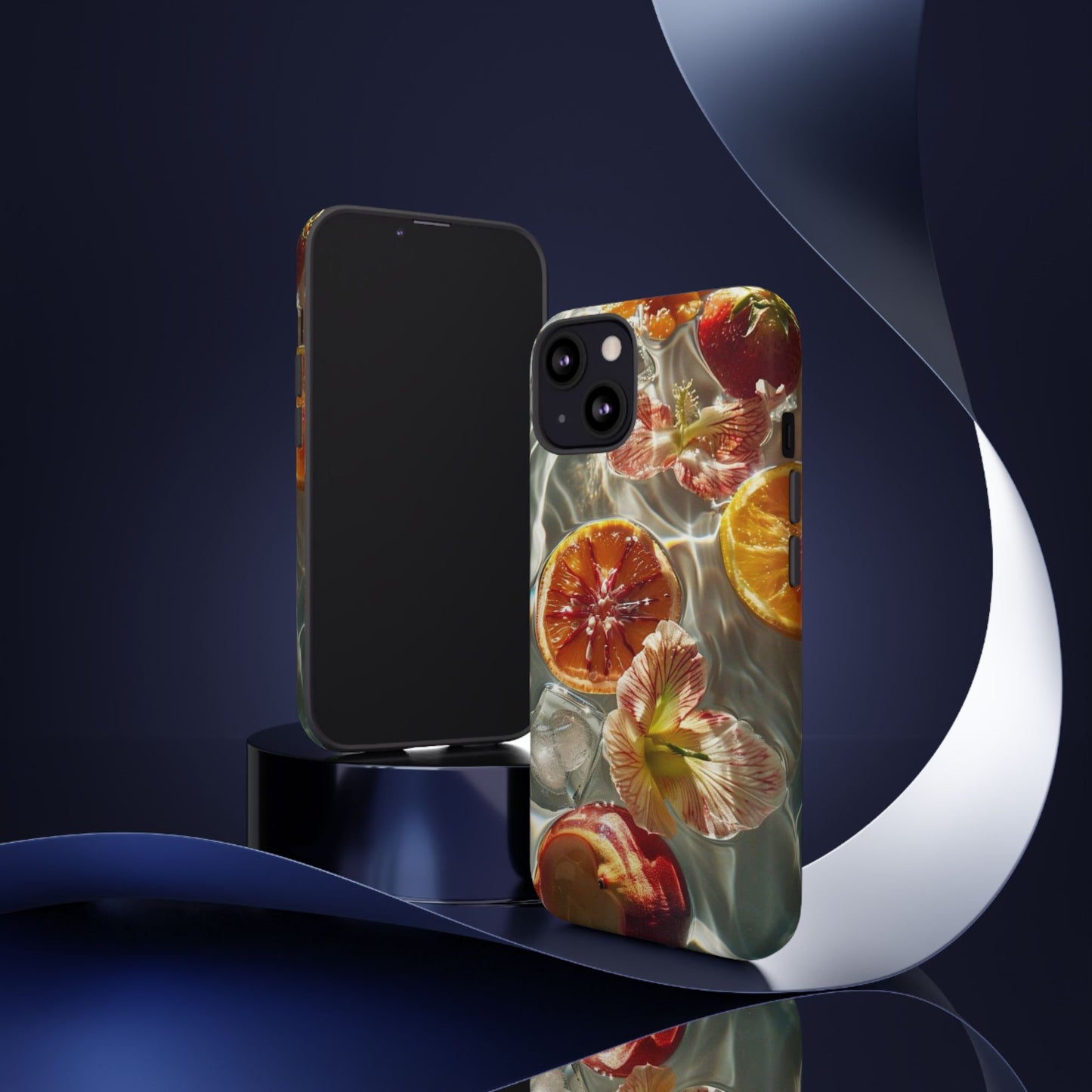 Citrus & Hibiscus Protective Phone Case – Summer Fruit Water Print Tough Case