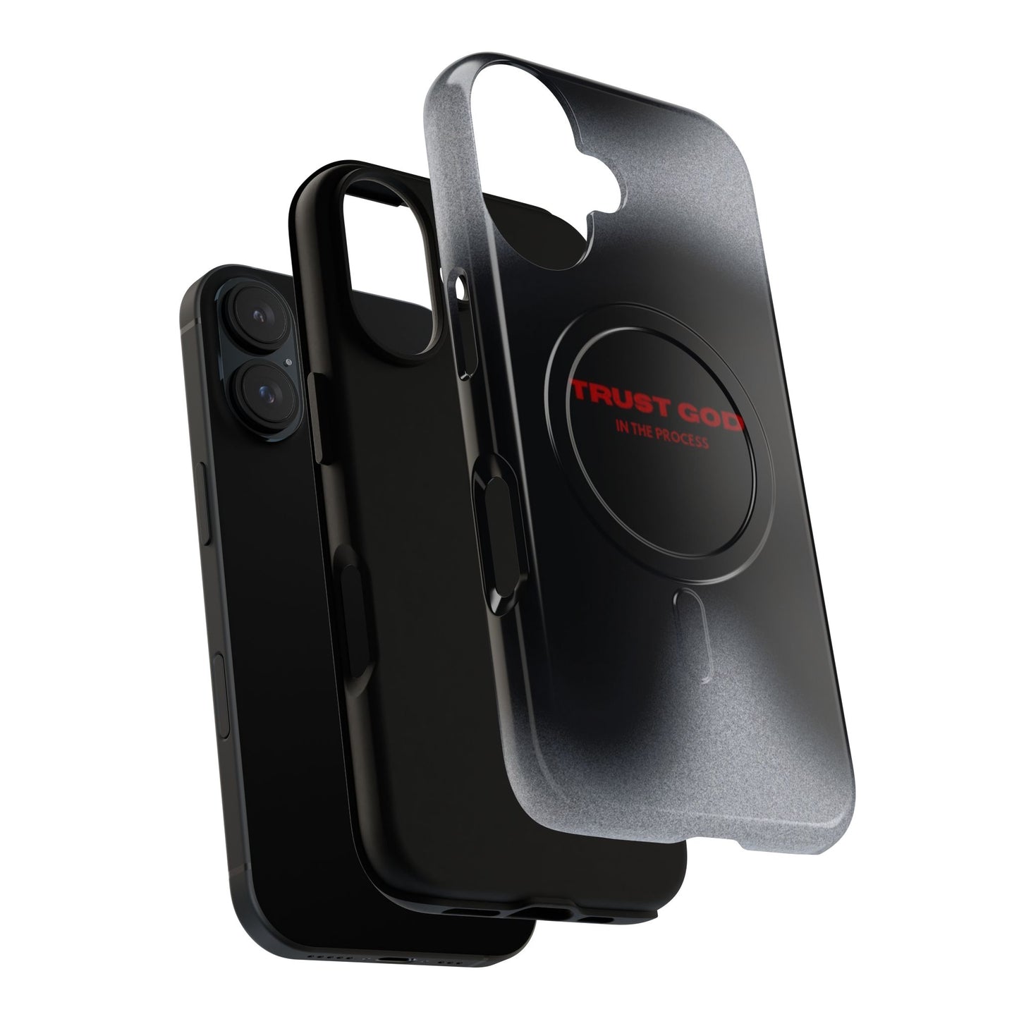 MagSafe Phone Case — "Trust God in the Process" Black Magnetic Tough Case