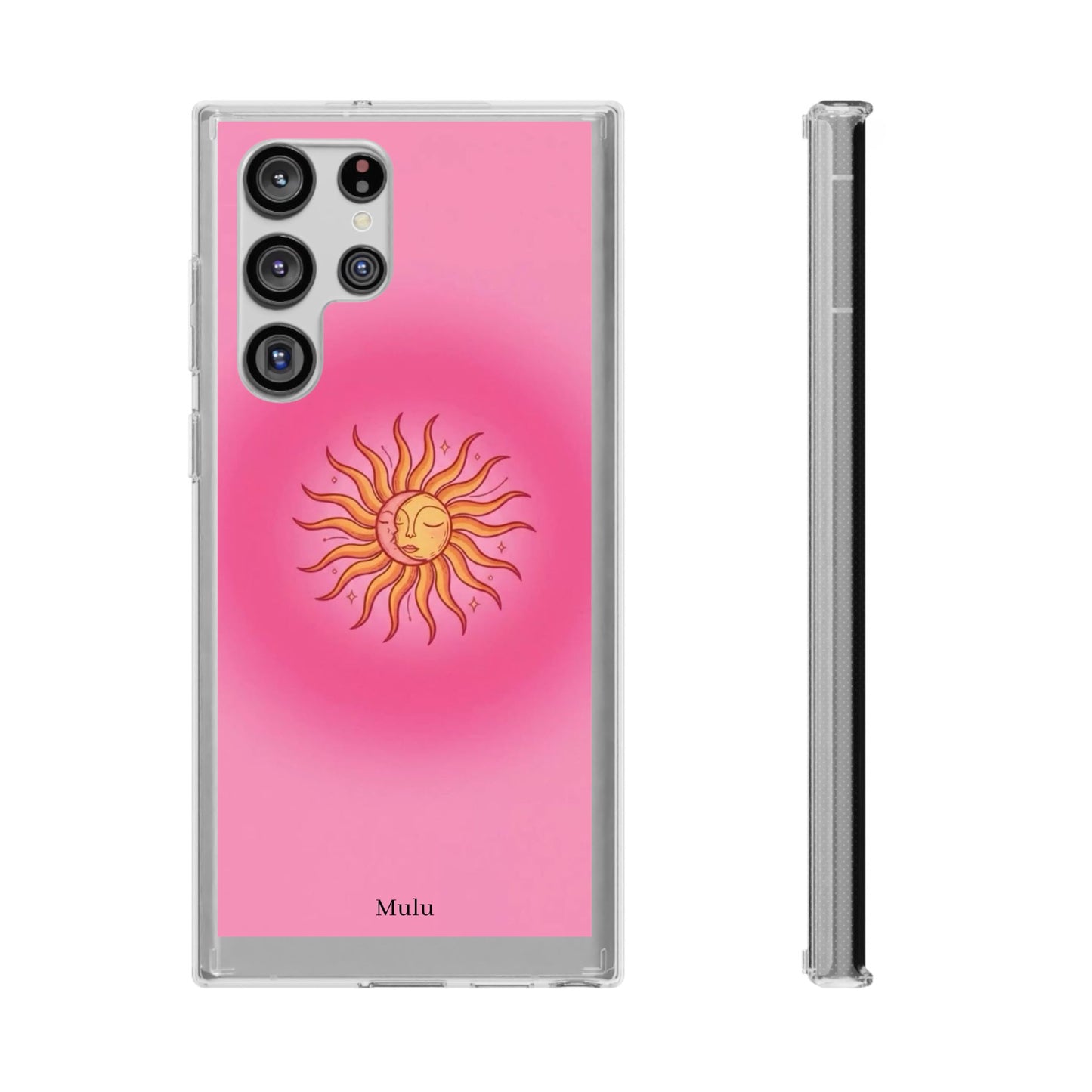 Pink Sun Phone Case — Radiant Sunburst Impact-Resistant Clear Case