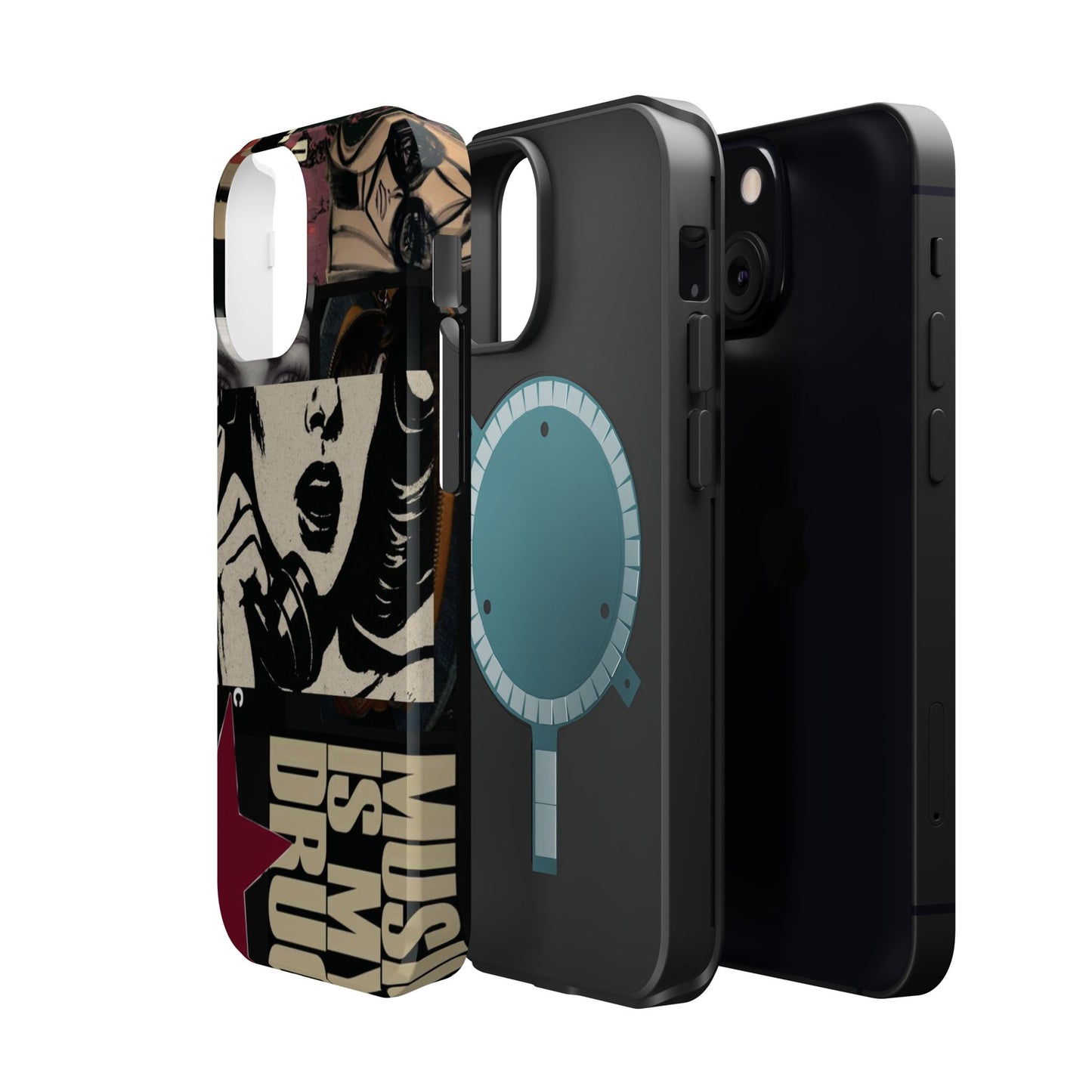 Magnetic Impact Phone Case — Retro Pop Art "Music Is My Drug" Design
