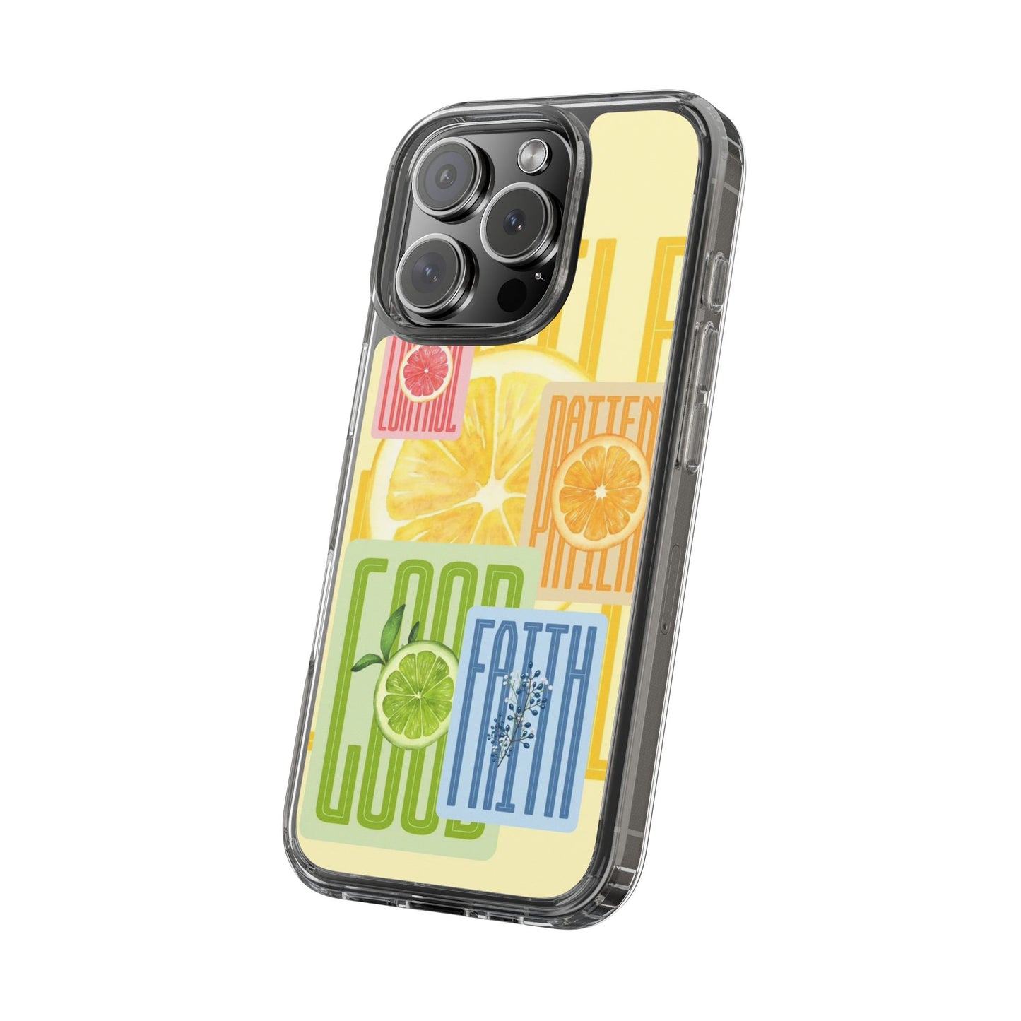 Clear Phone Case — Citrus Fruit Typography "Good Faith" Design