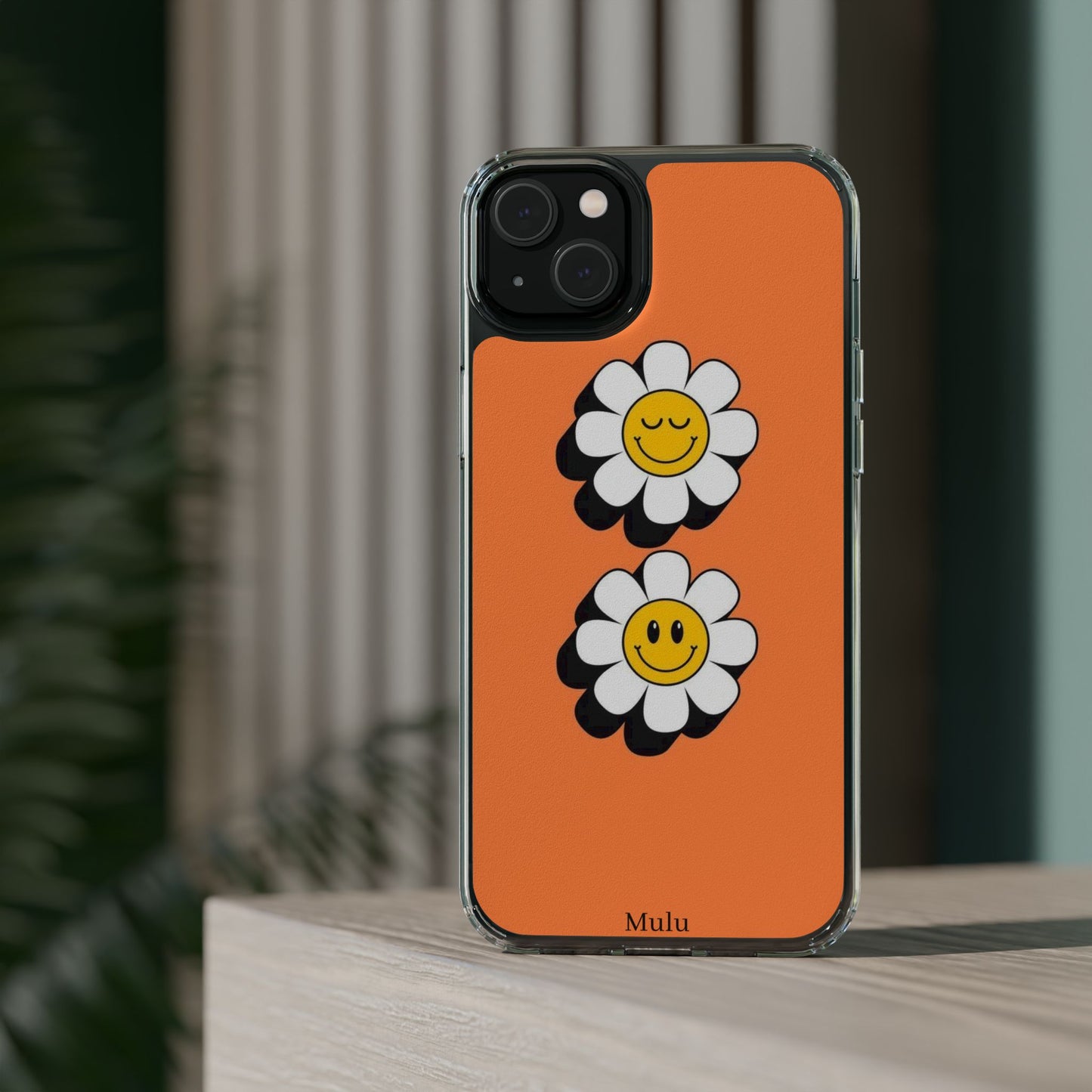 Phone Case — Orange Smiley Daisy Clear Impact‑Resistant Case