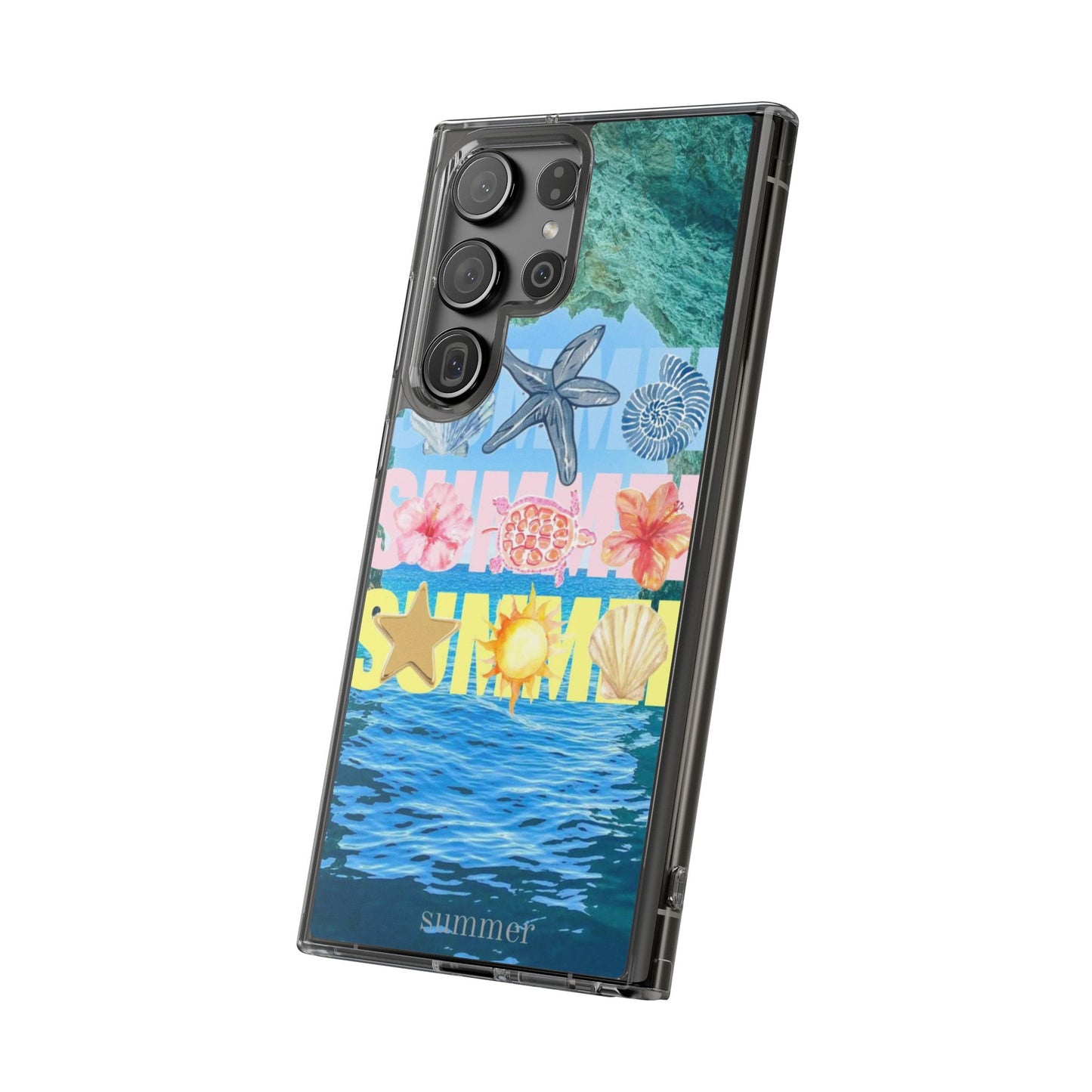 Clear Summer Beach Phone Case — Impact‑Resistant Tropical Design