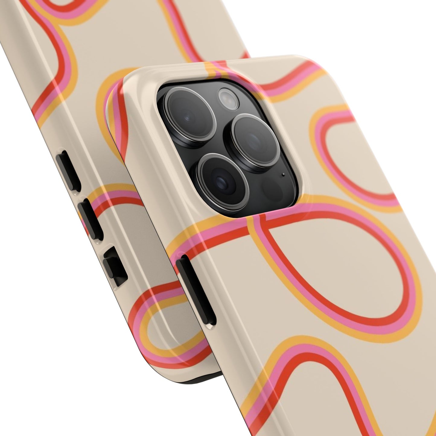 Retro Swirl Tough Phone Case — Beige Pink Orange Abstract Protection