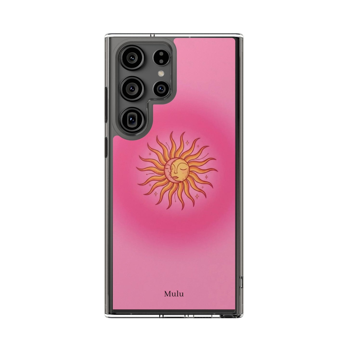 Pink Sun Phone Case — Radiant Sunburst Impact-Resistant Clear Case